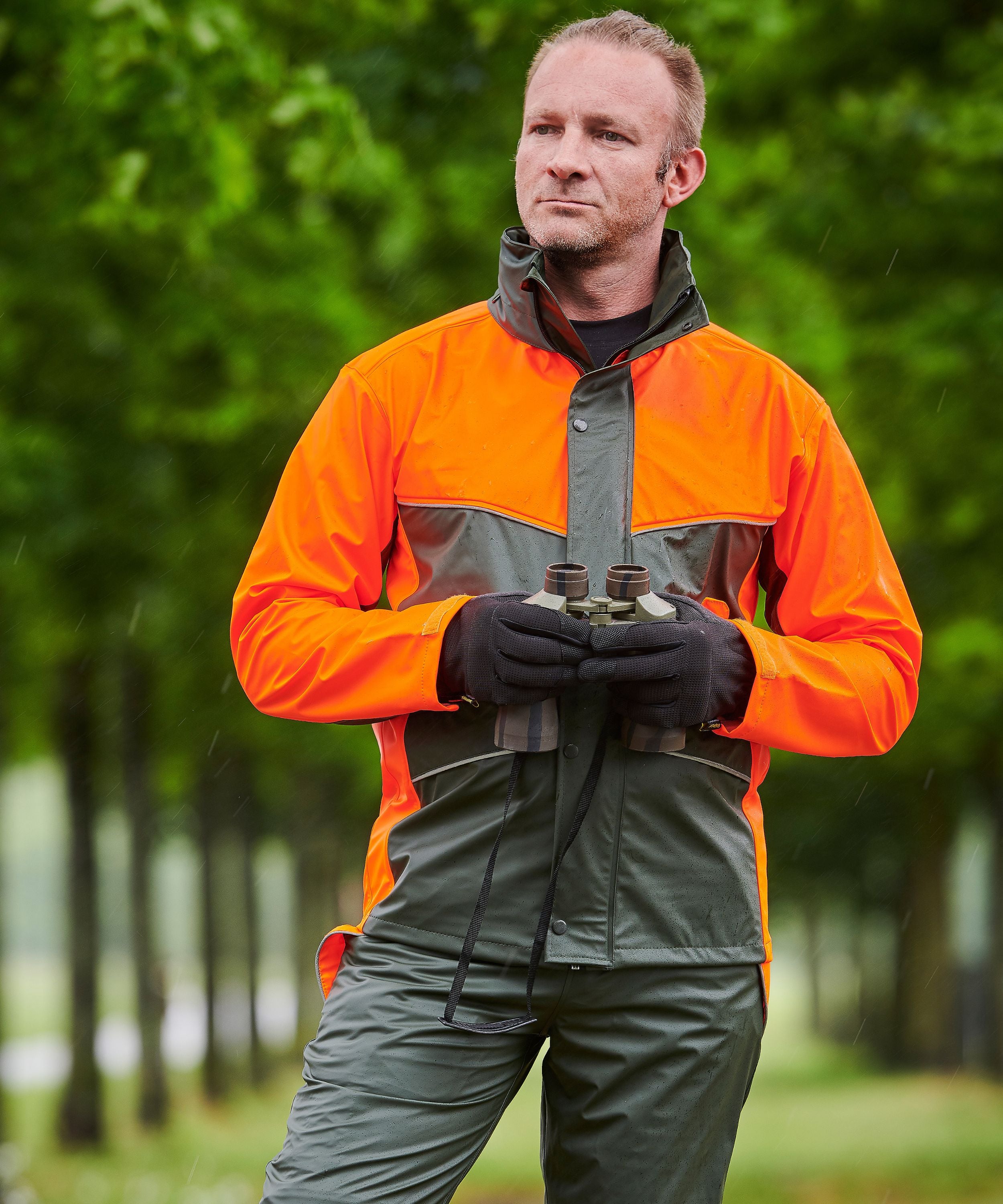 PU-Regenjacke Müritz oliv/orange