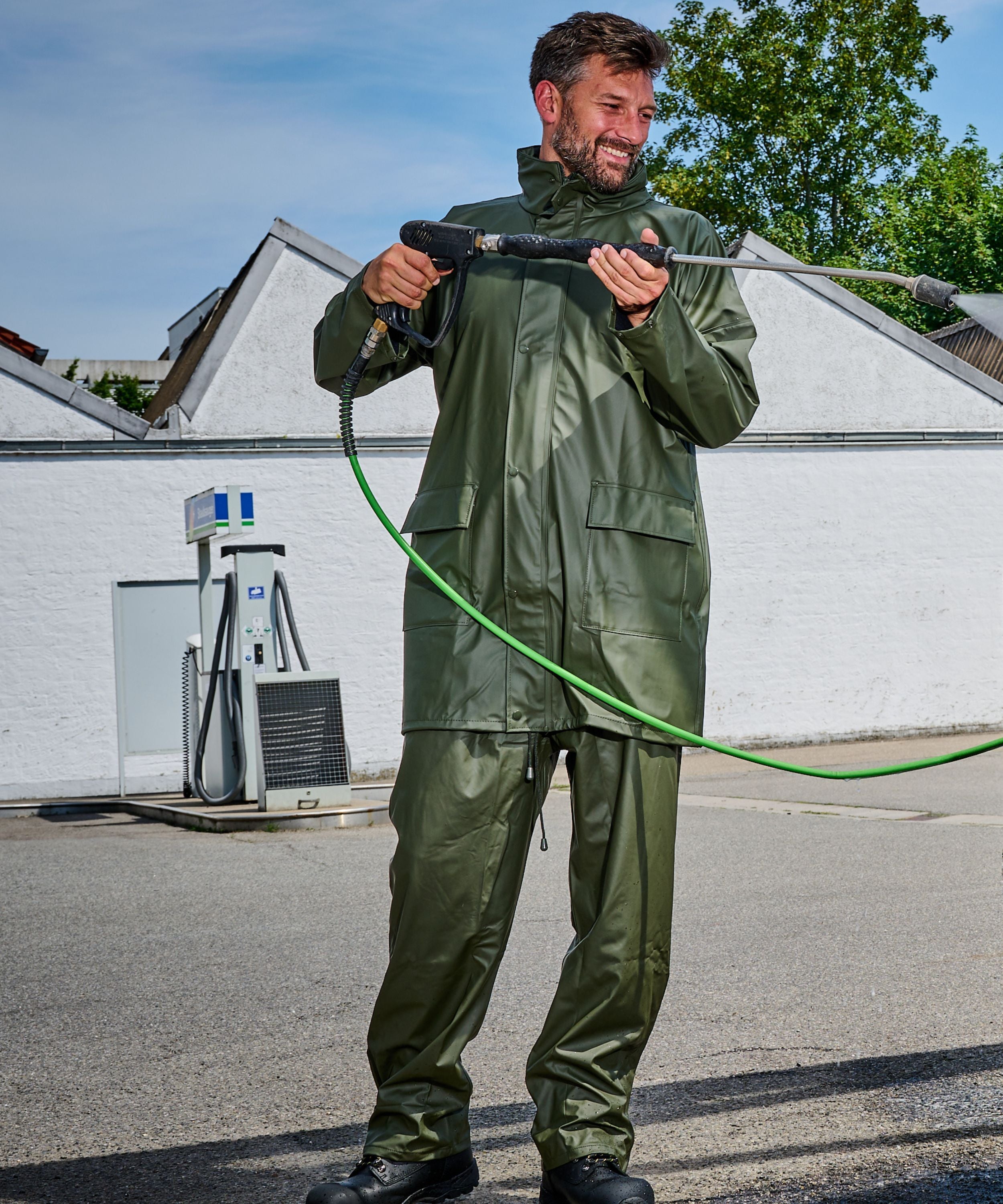 PU-Regenbundhose oliv