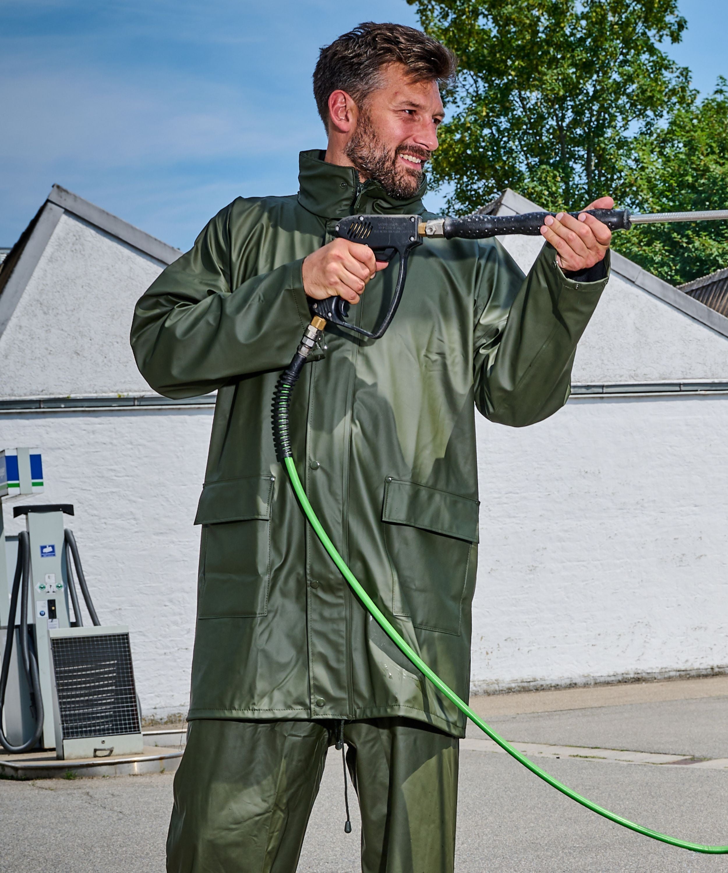 PU-Regenjacke oliv