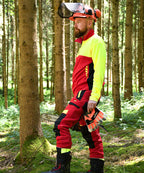 Woodcreek Schnittschutz-Bundhose Pro rot/schwarz/gelb