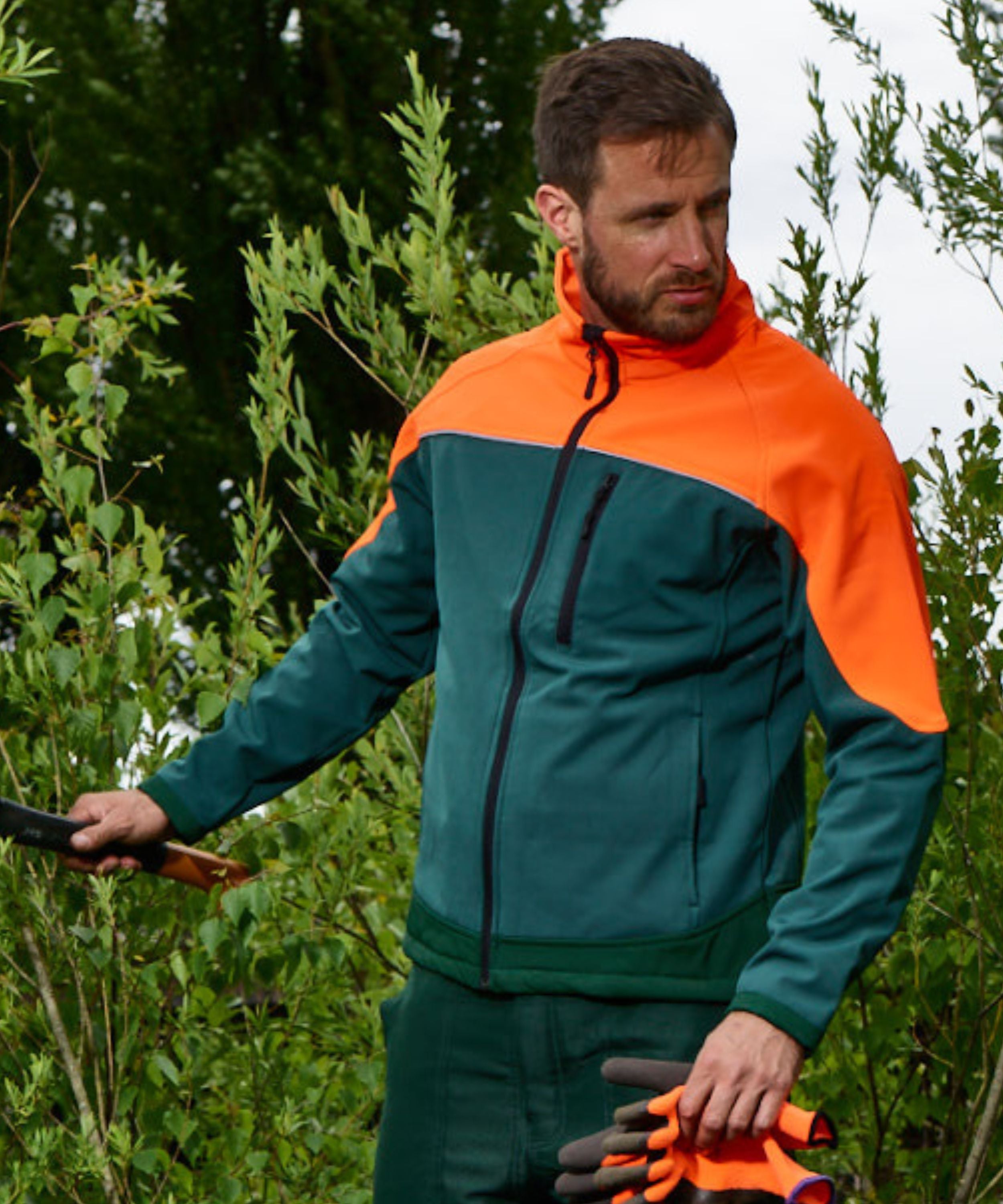 Softshelljacke Forst grün/orange