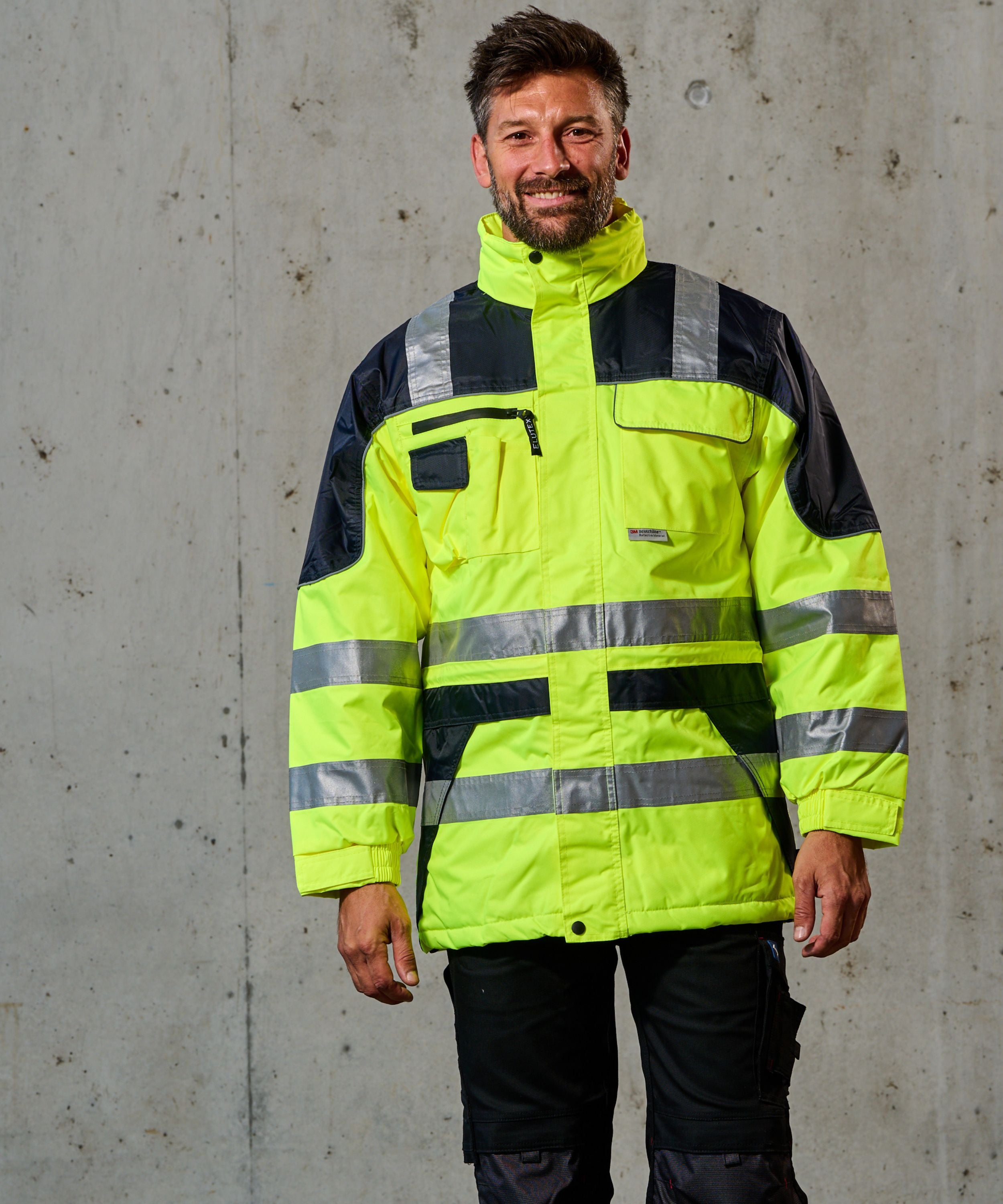 Warnschutz-Parka Safety Plus gelb/navy