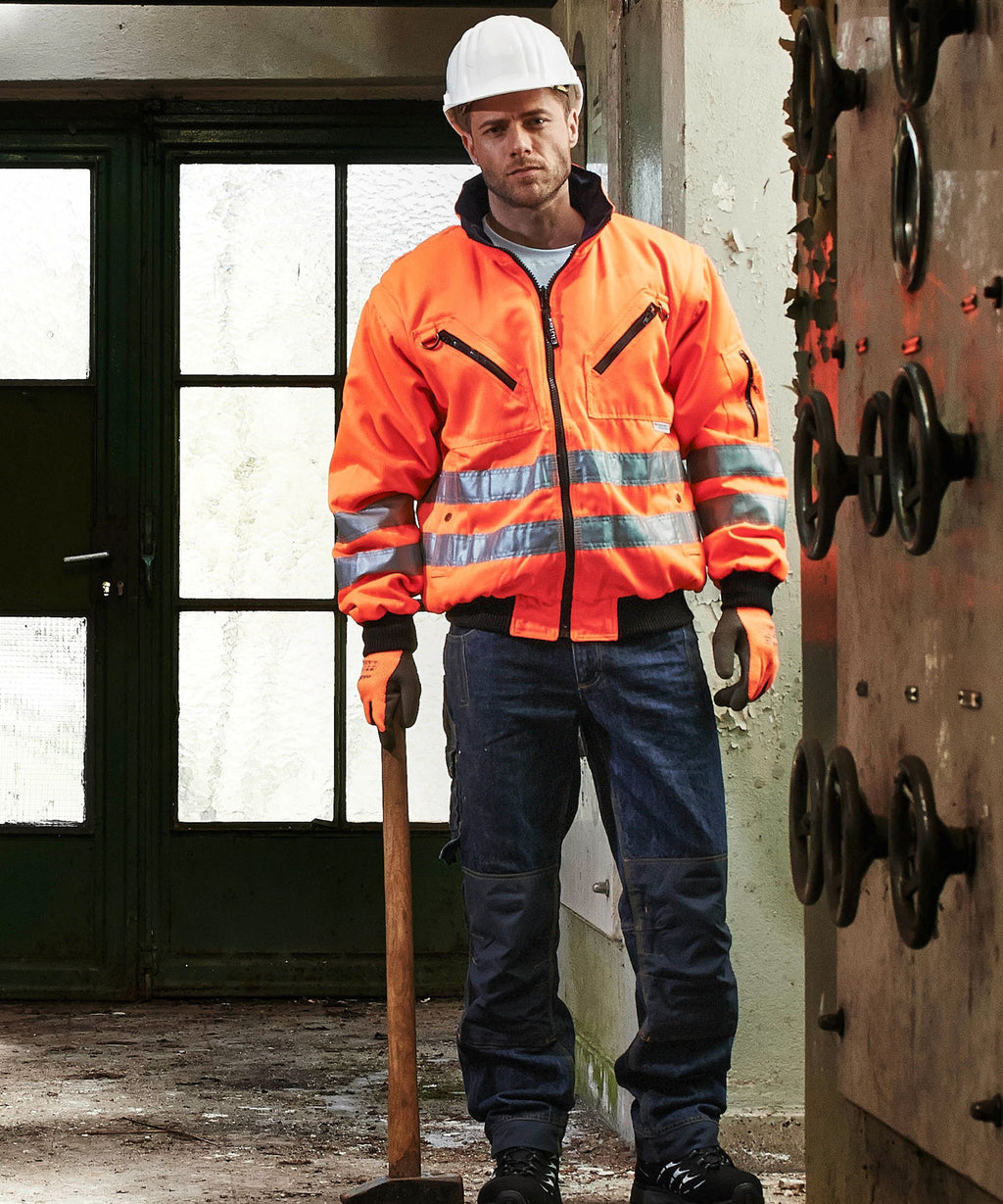 Wende-Warnschutz 4 in 1-Pilotenblouson Safety orange/marine