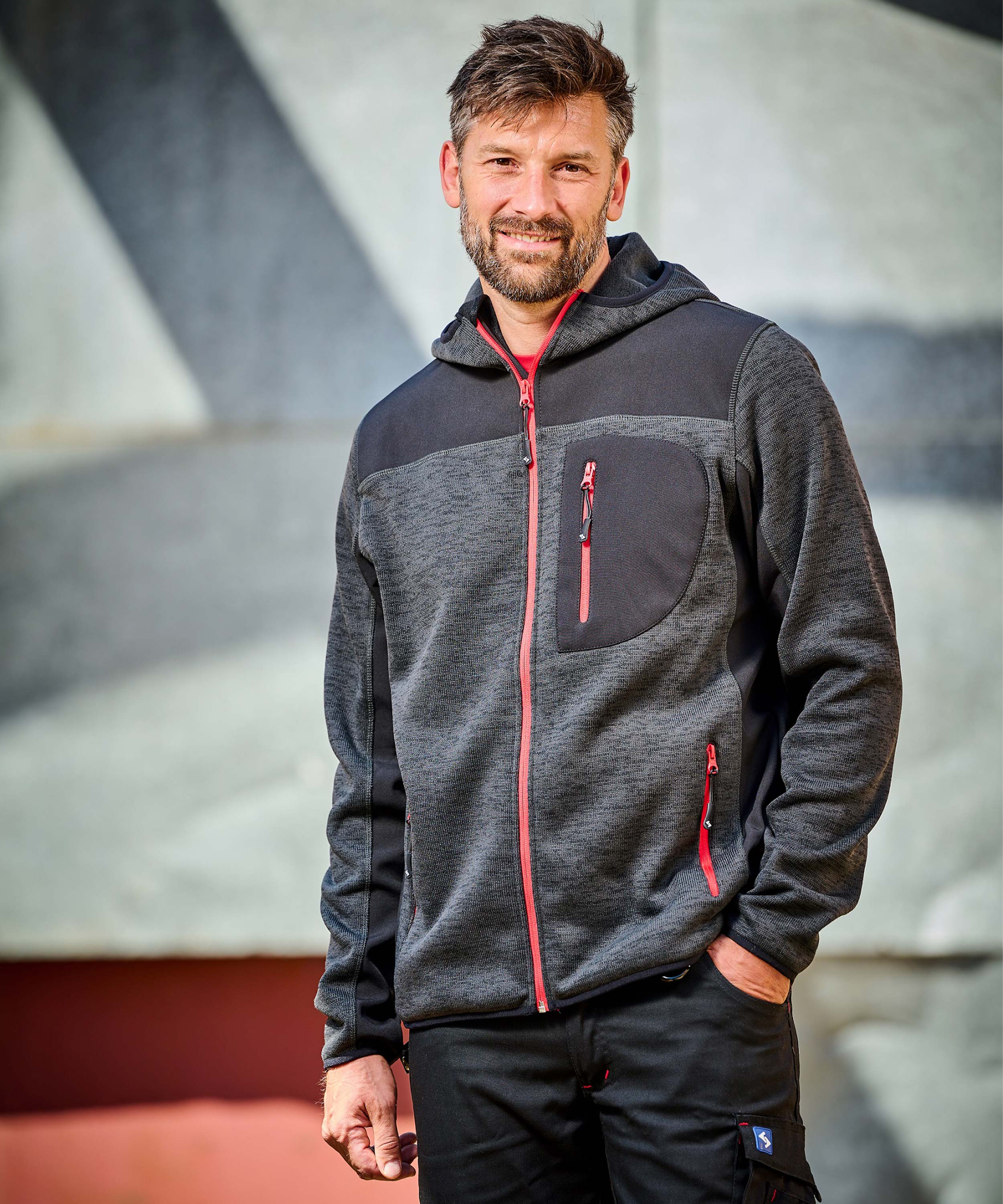 Professional Strickjacke anthrazit-meliert/schwarz