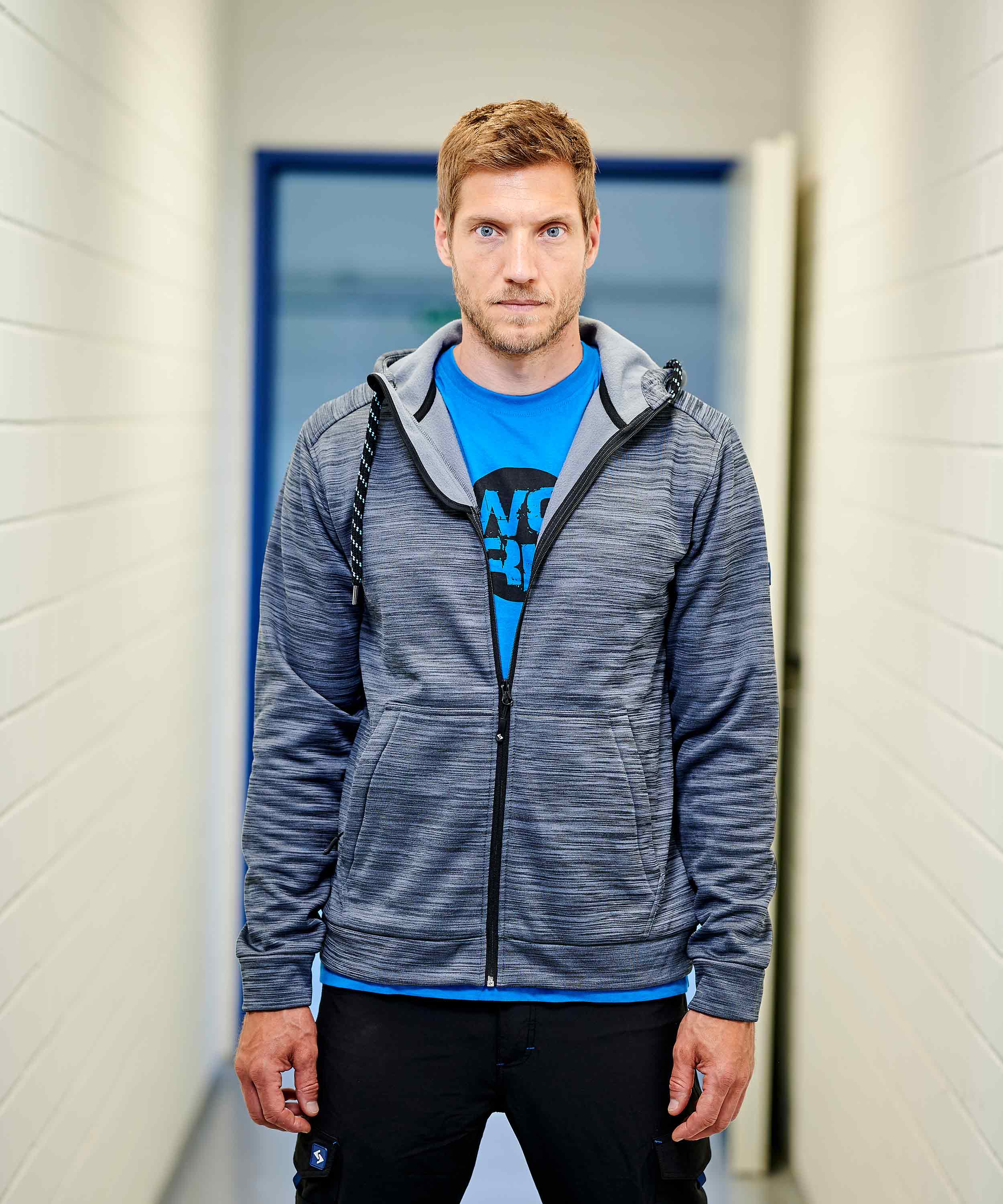 Strick-Fleece Hoodyjacke Mühlbach grau/schwarz