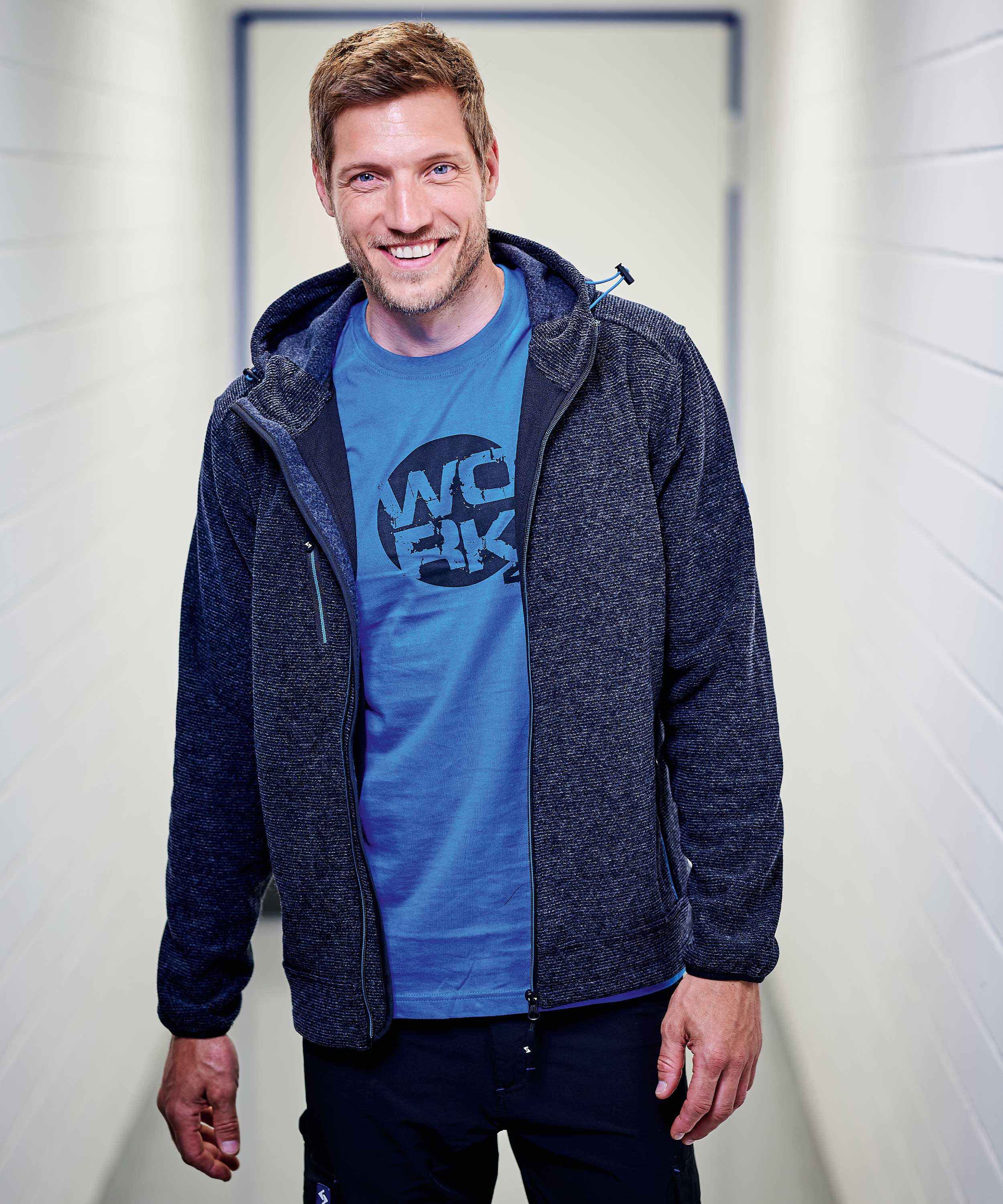 Strick-Fleecejacke Obernberg grau/schwarz-meliert