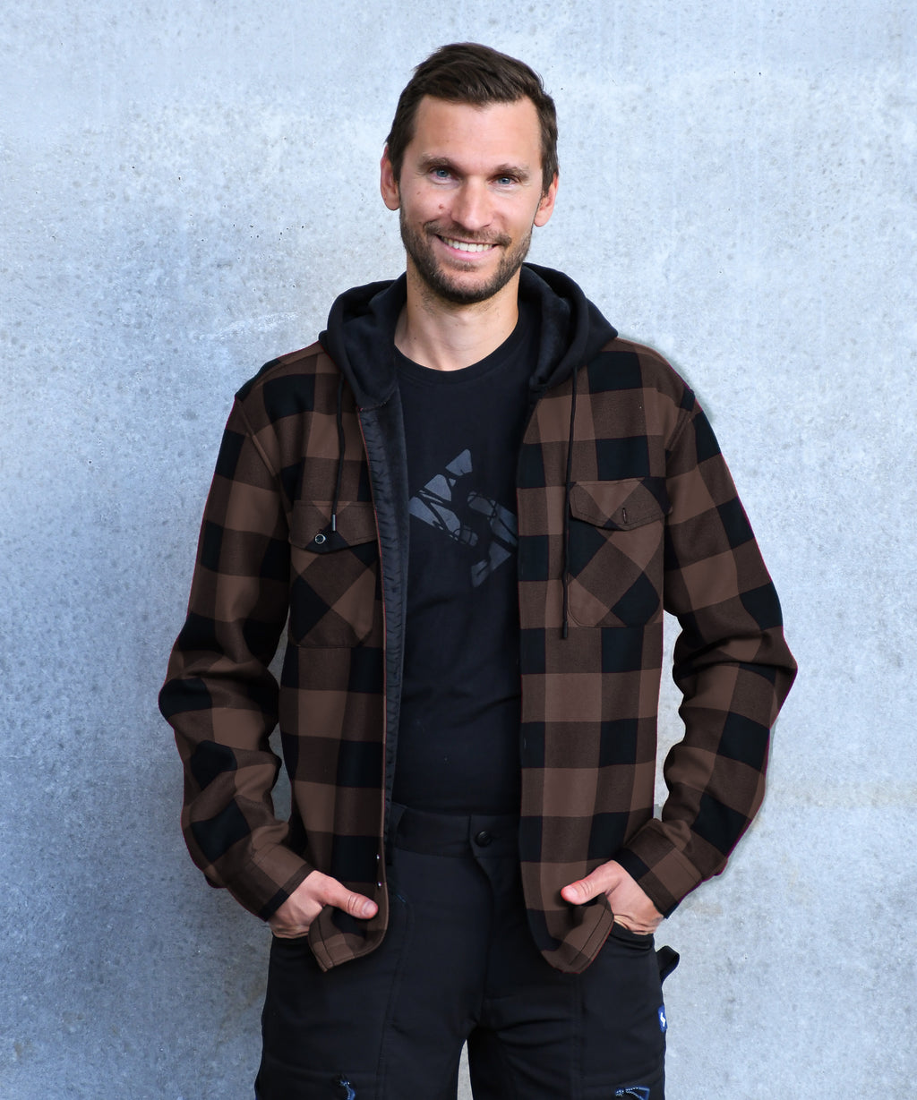 Thermo Hoodiejacke Glenville braun/schwarz-kariert