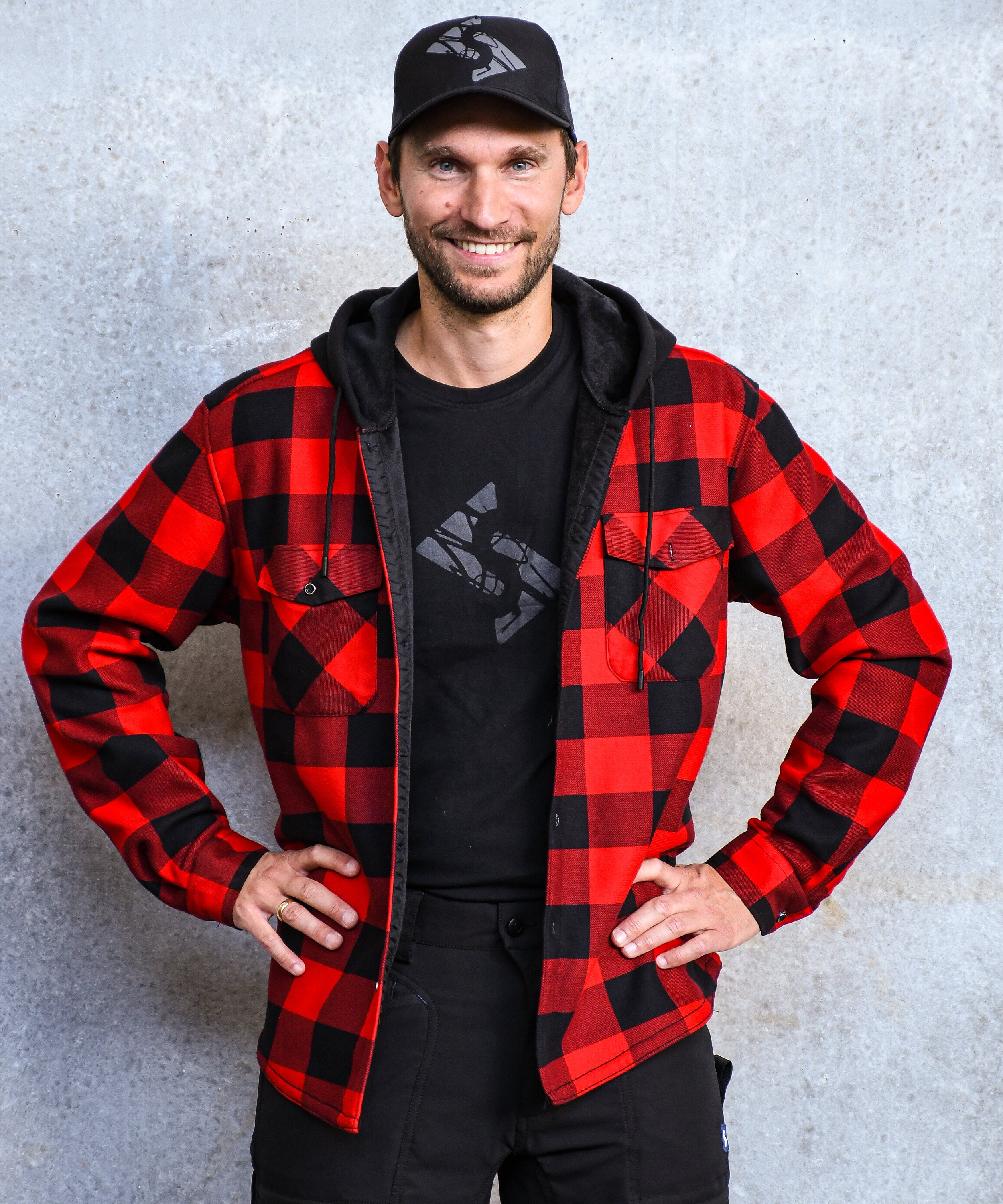 Thermo Hoodiejacke Glenville rot/schwarz-kariert
