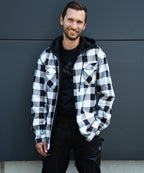 Thermo Hoodiejacke Glenville weiß/schwarz-kariert