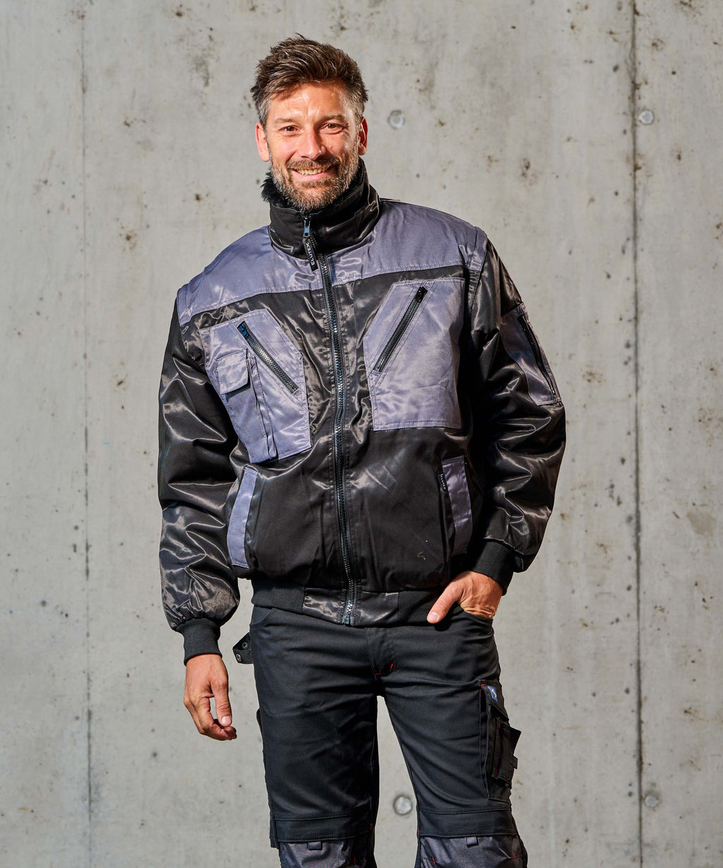 4 in 1-Pilotenblouson Nevada schwarz/grau
