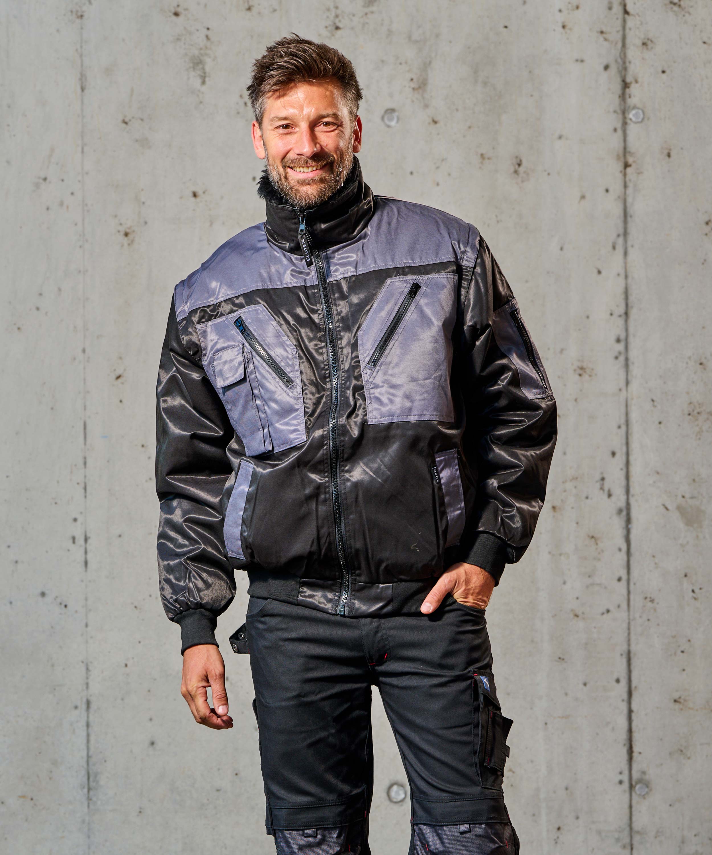 4 in 1-Pilotenblouson Nevada schwarz/grau
