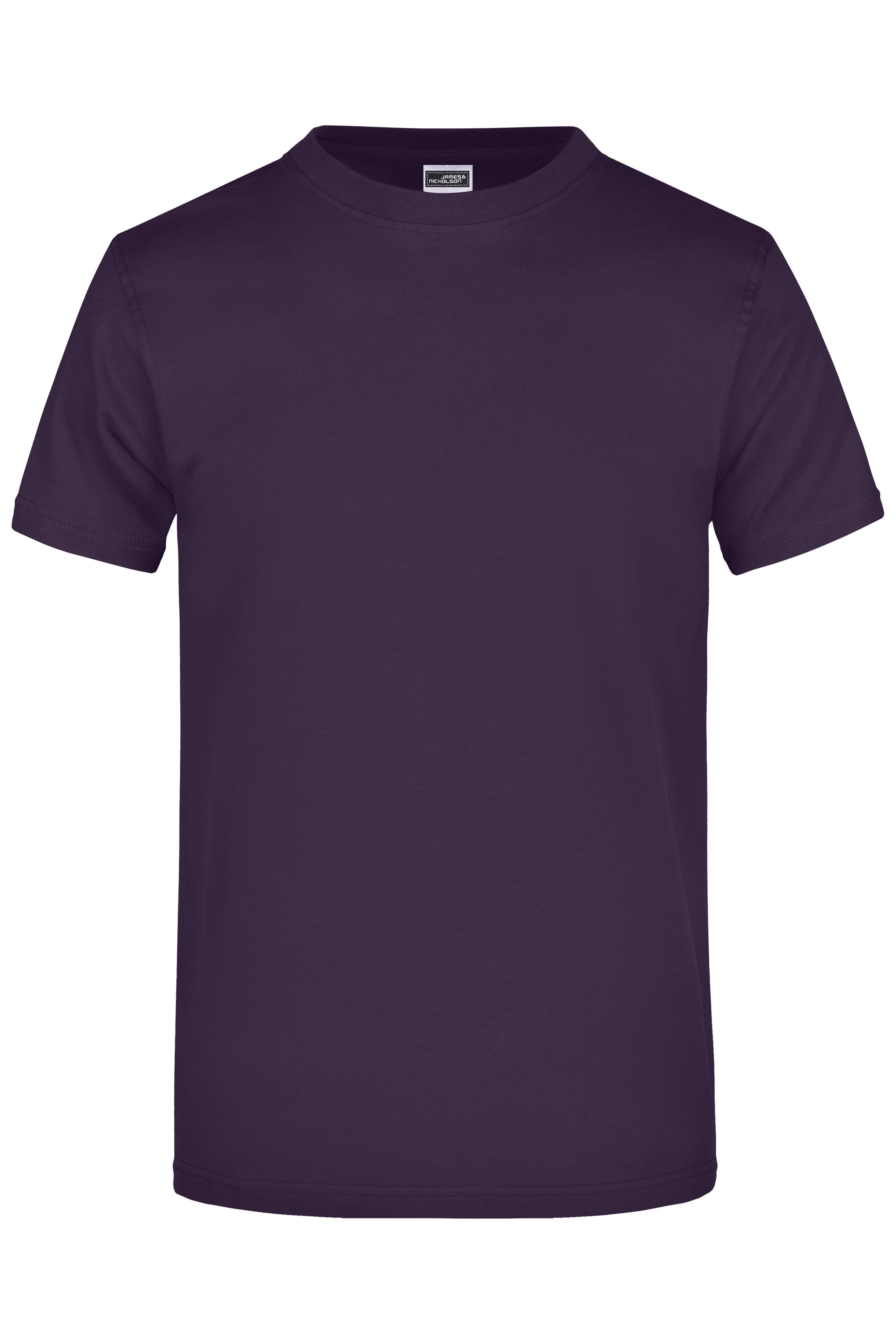 James & Nicholson Hochwertiges T-Shirt mit Rundhals aubergine