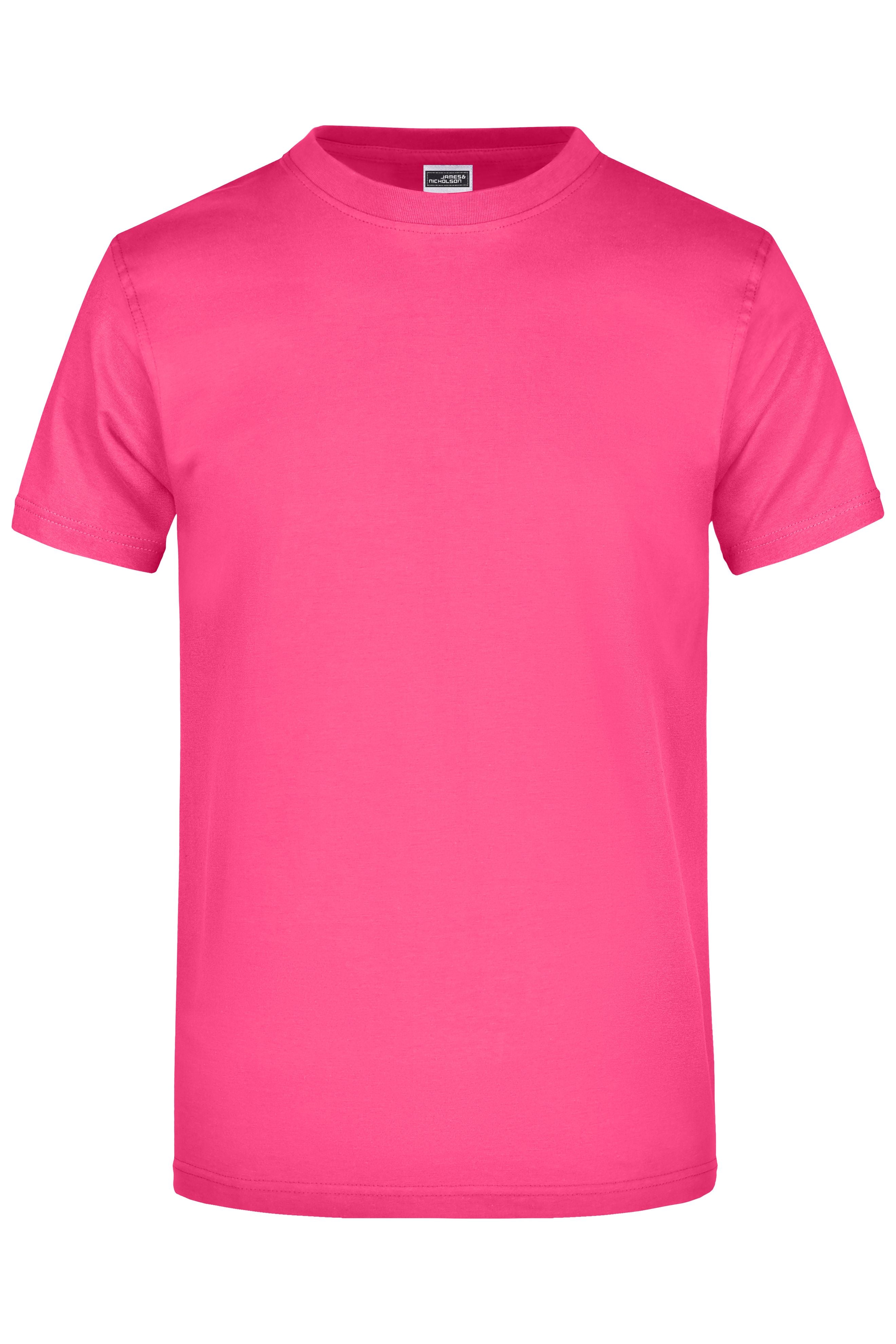James & Nicholson Hochwertiges T-Shirt mit Rundhals pink