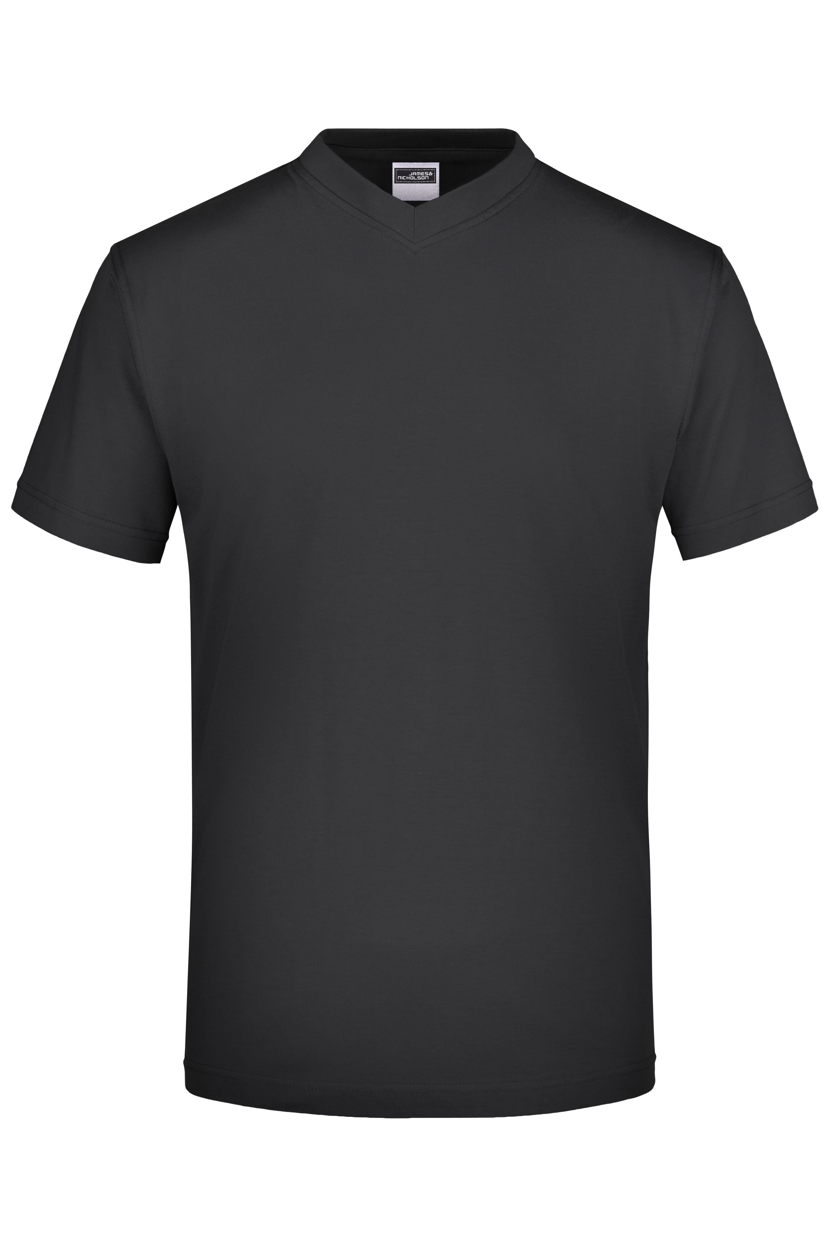 James & Nicholson T-Shirt mit V-Ausschnitt black