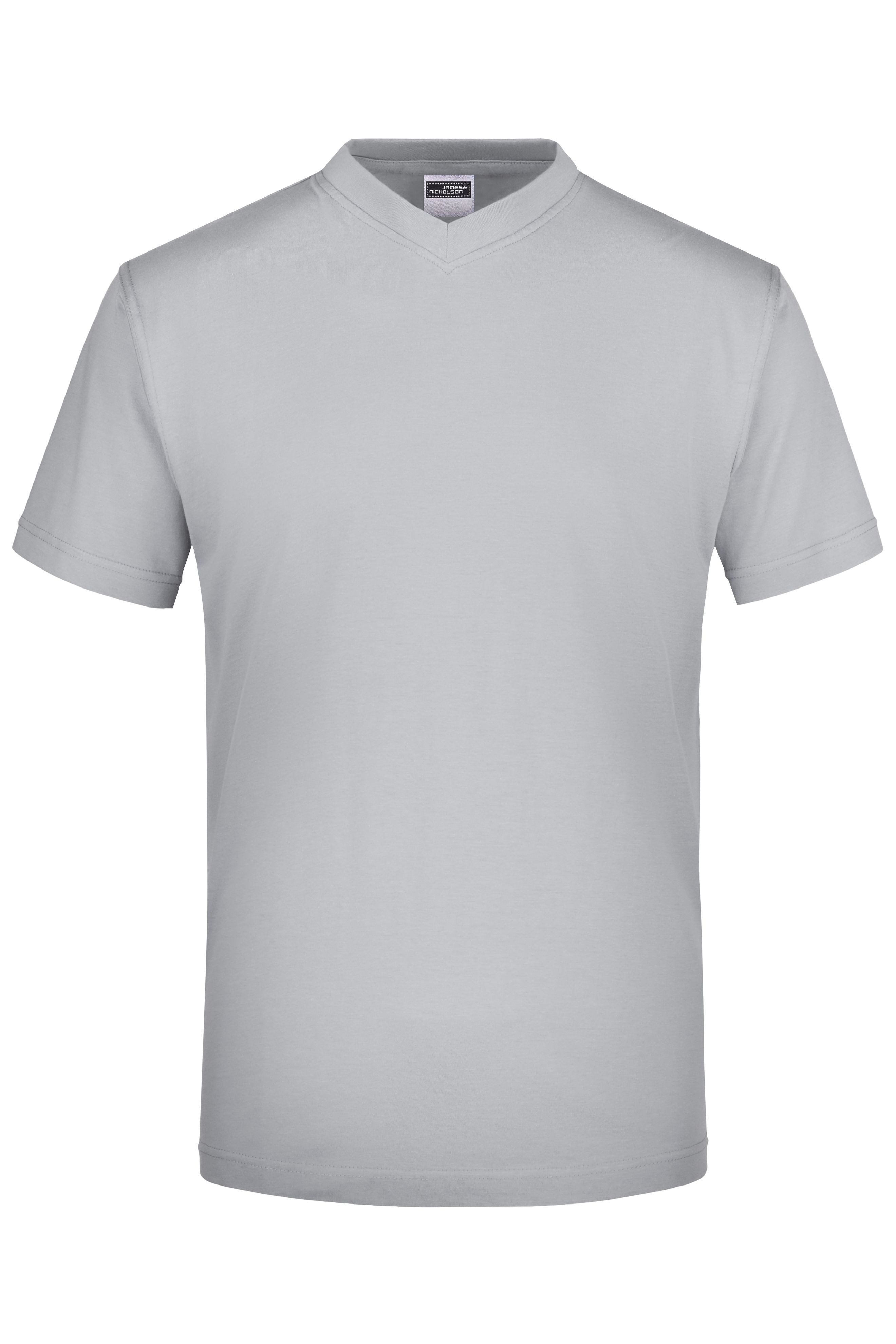 James & Nicholson T-Shirt mit V-Ausschnitt light-grey