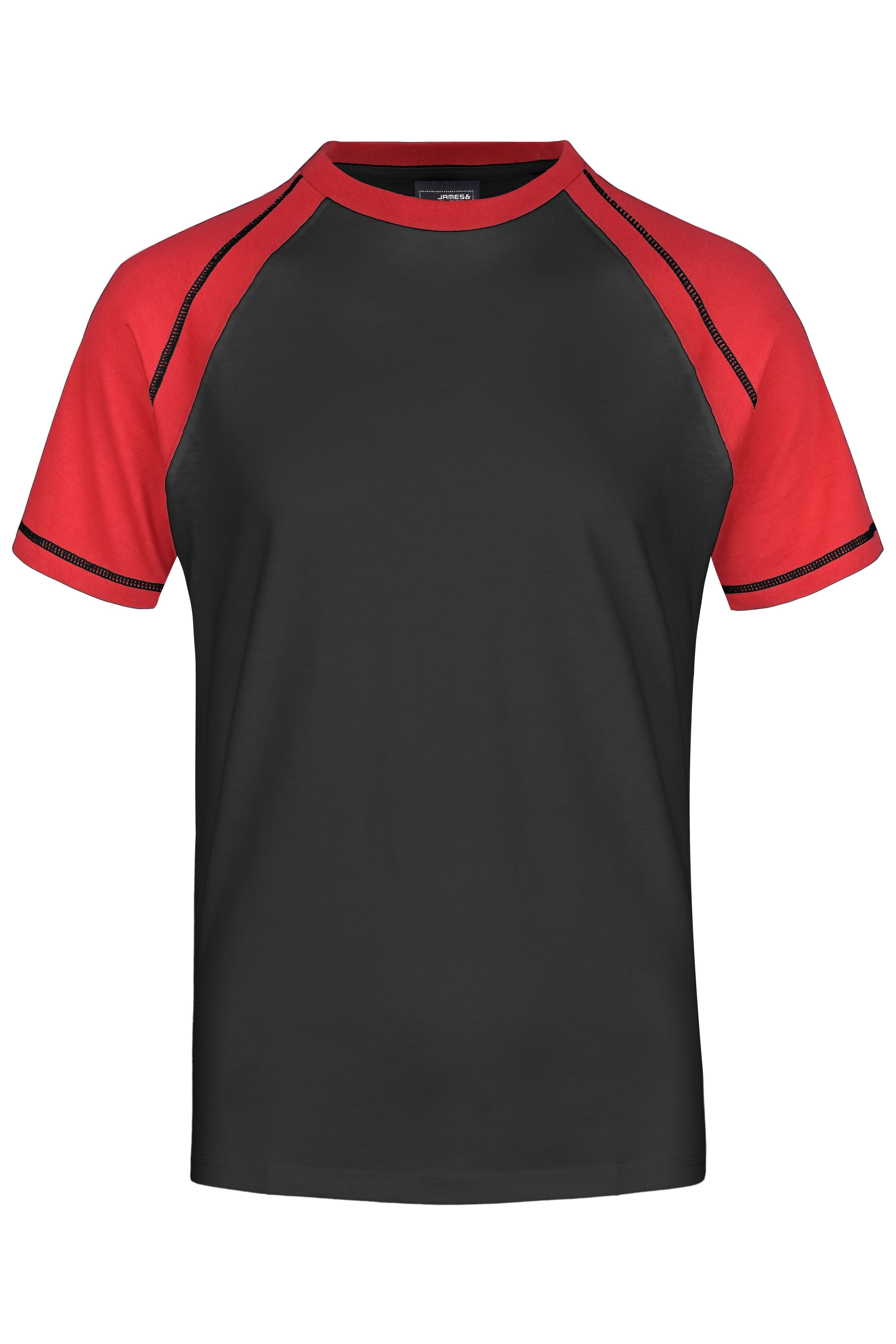 James & Nicholson Sportliches T-Shirt mit Raglanärmeln black/red