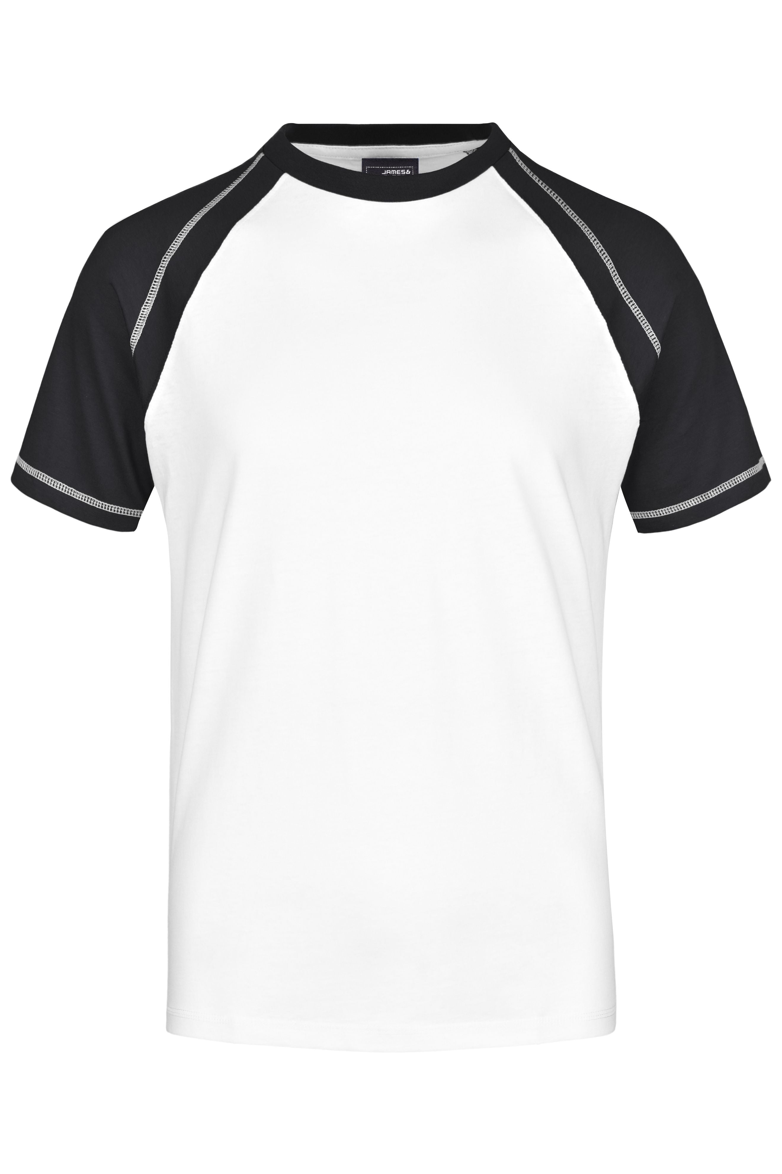 James & Nicholson Sportliches T-Shirt mit Raglanärmeln white/black