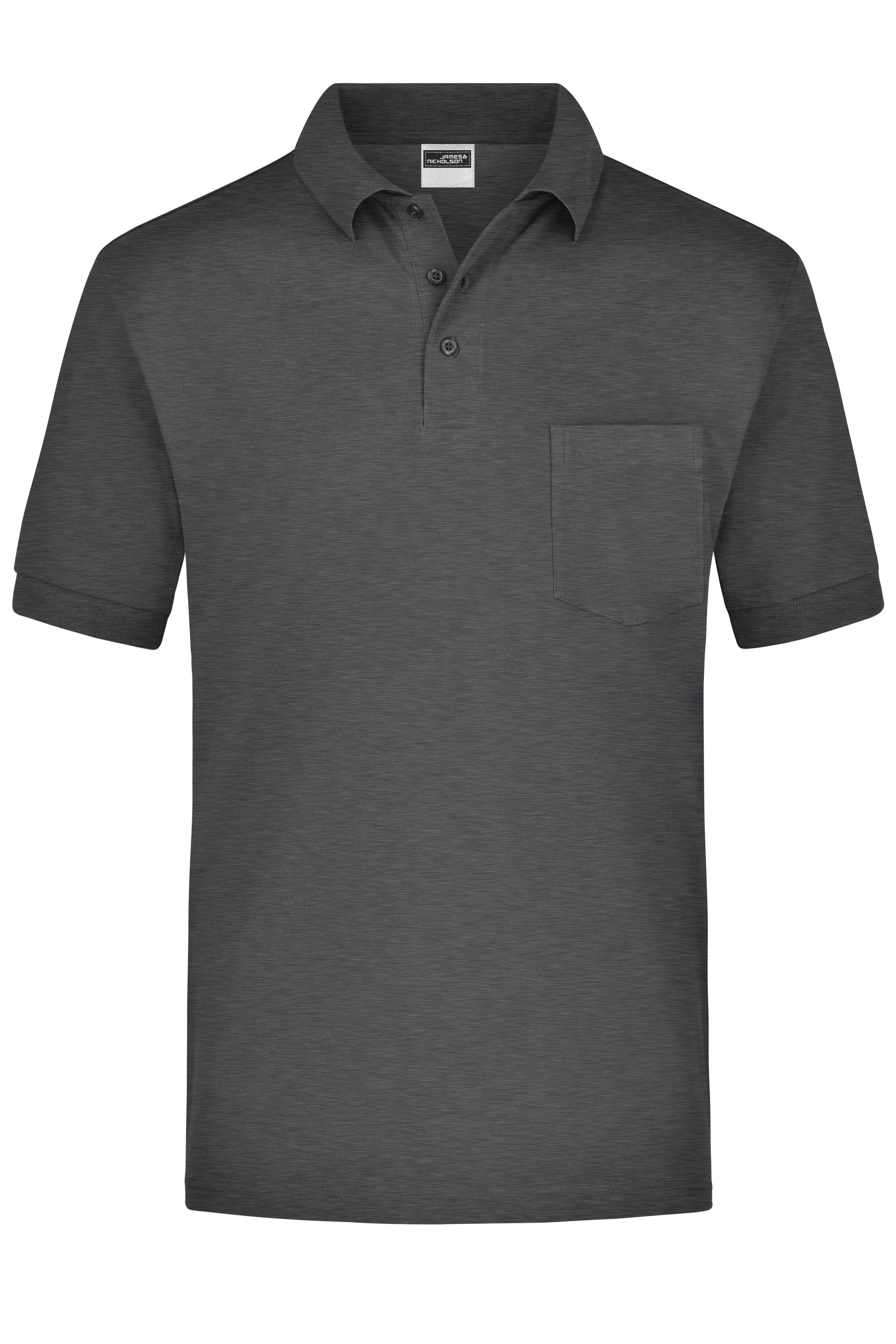 James & Nicholson Kurzarm Poloshirt mit Brusttasche anthracite-melange