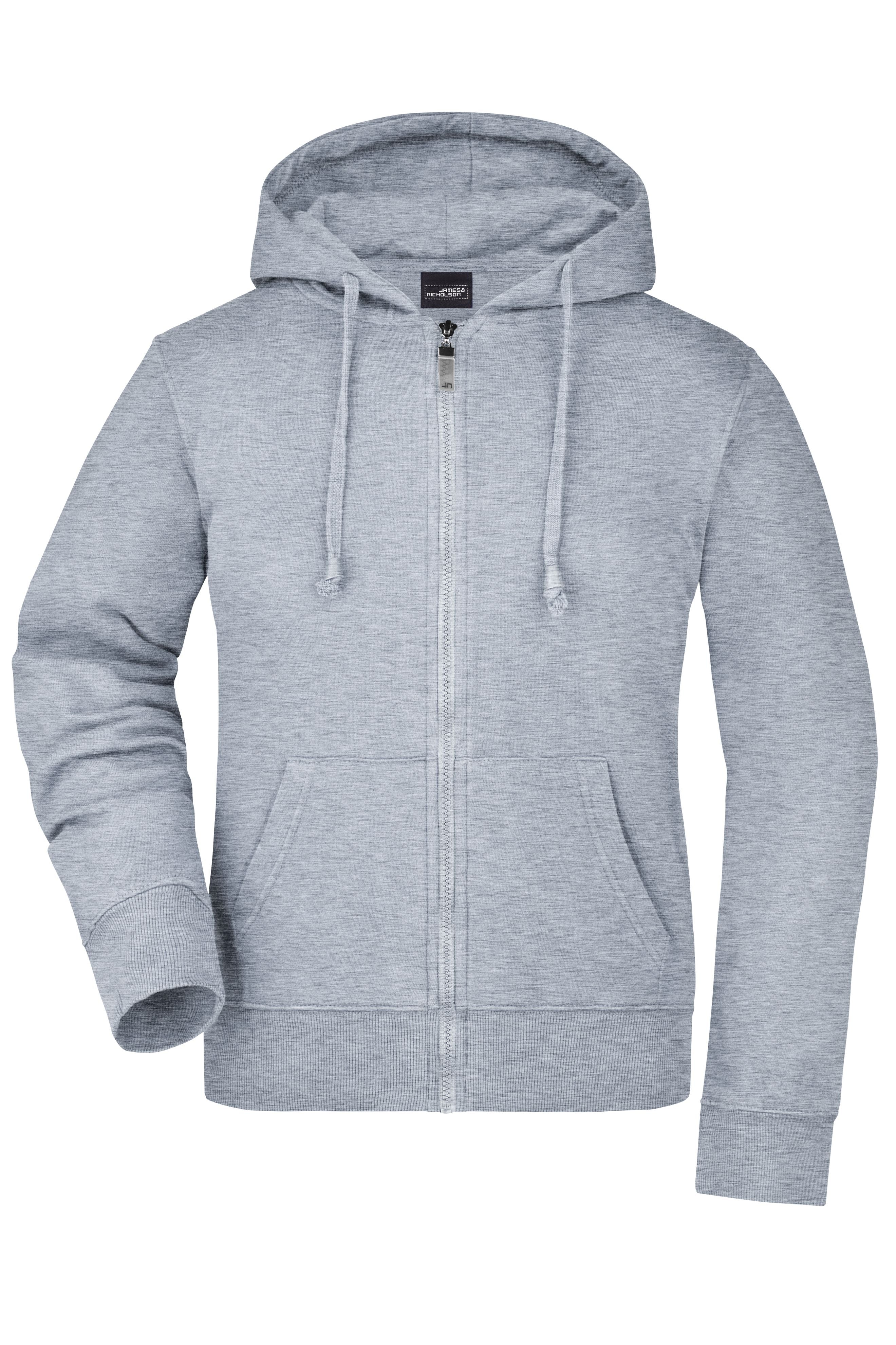 James & Nicholson Damen Kapuzen-Sweatjacke grey-heather