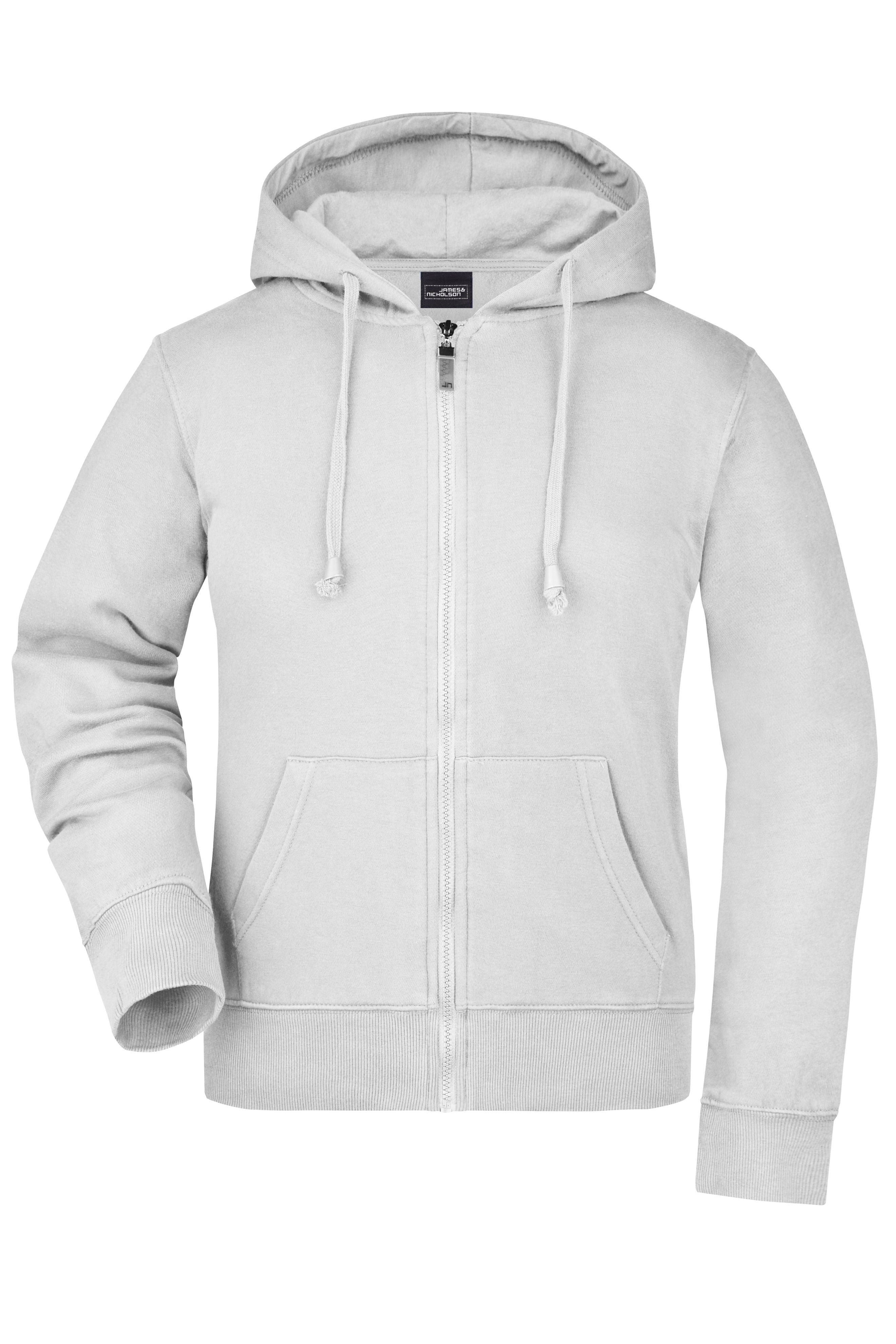 James & Nicholson Damen Kapuzen-Sweatjacke white