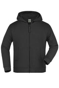 James & Nicholson Hochwertige Kinder Kapuzen-Sweatshirtjacke black