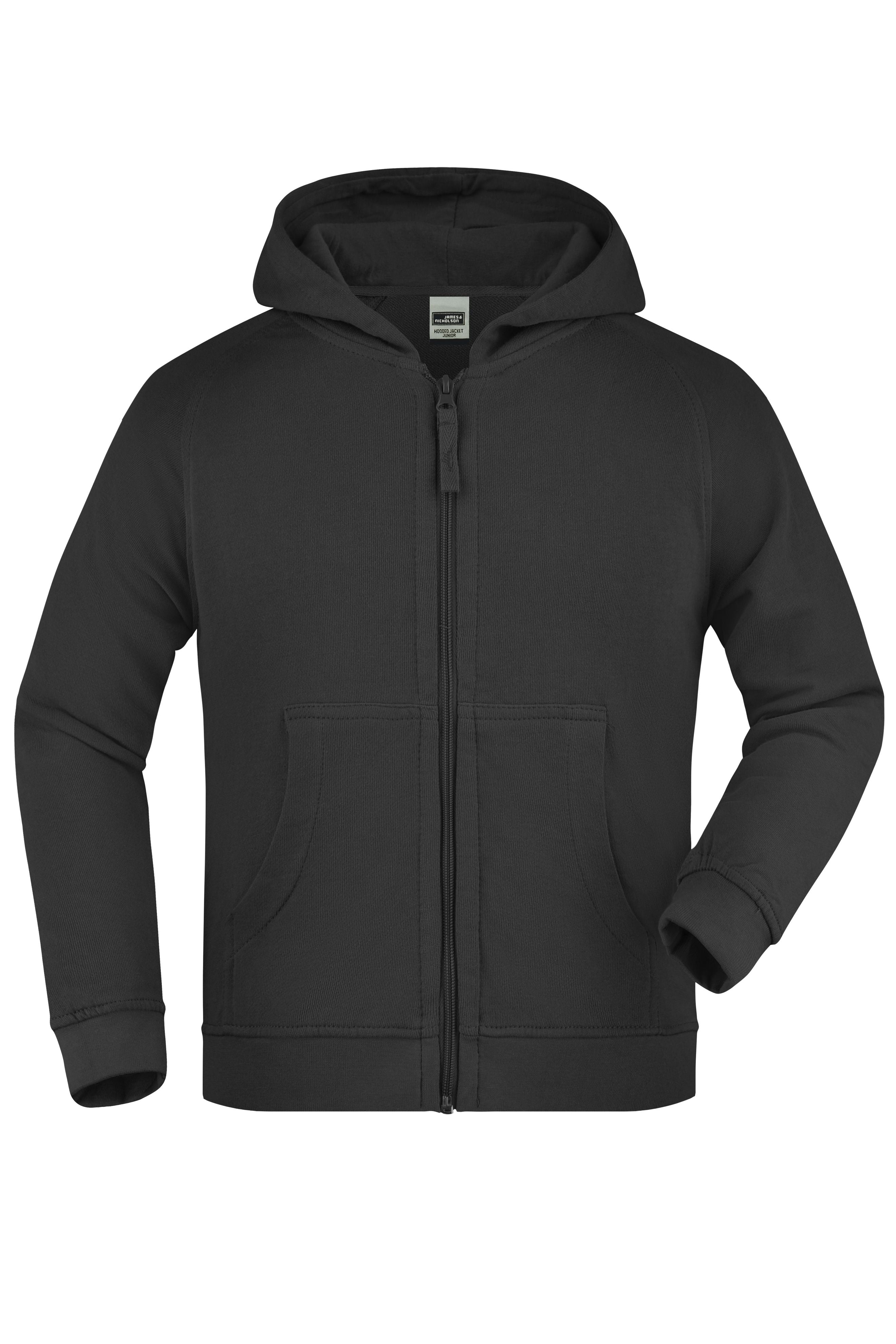 James & Nicholson Hochwertige Kinder Kapuzen-Sweatshirtjacke black