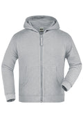 James & Nicholson Hochwertige Kinder Kapuzen-Sweatshirtjacke grey-heather