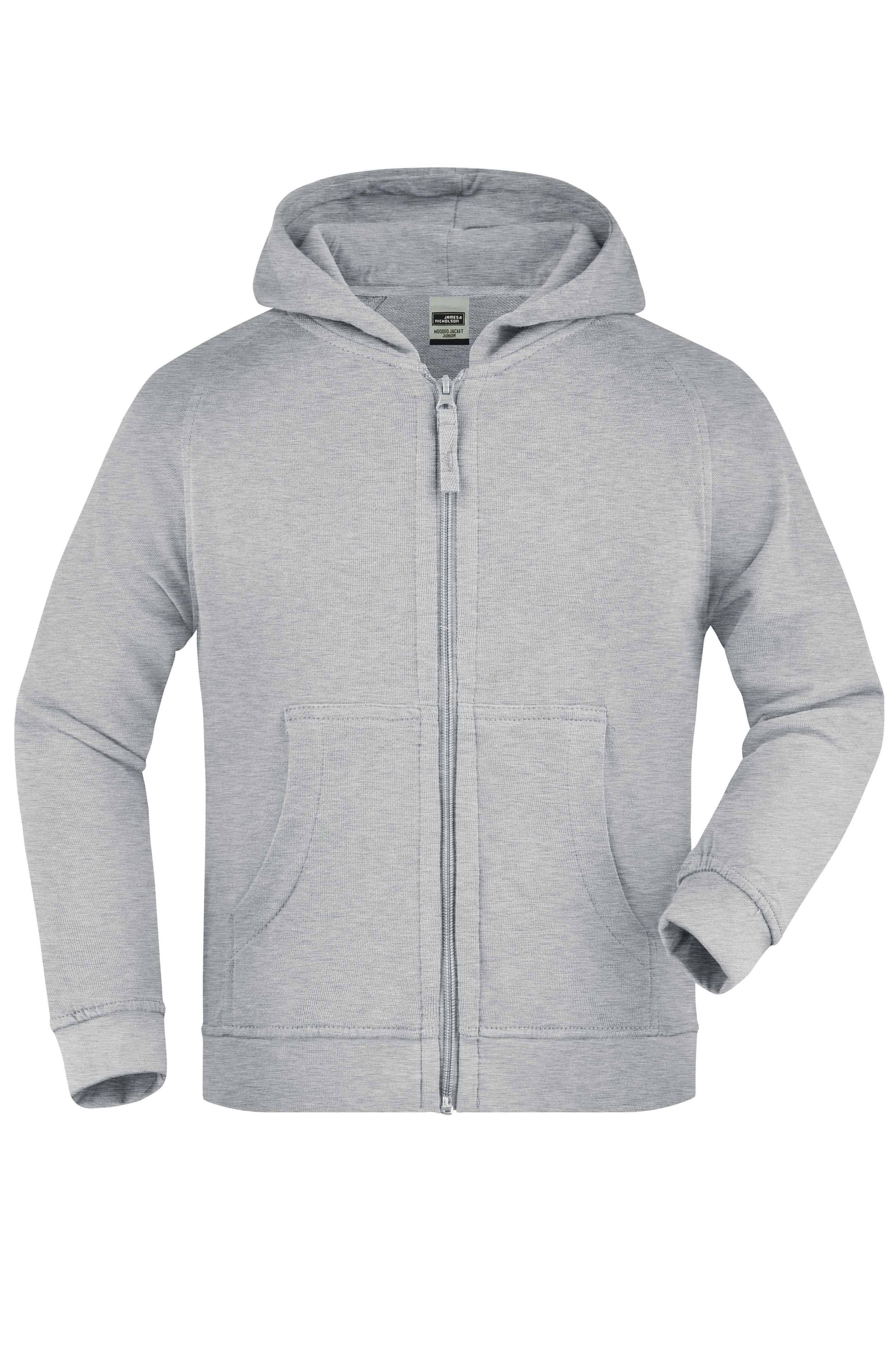 James & Nicholson Hochwertige Kinder Kapuzen-Sweatshirtjacke grey-heather