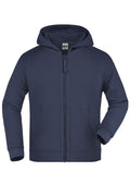 James & Nicholson Hochwertige Kinder Kapuzen-Sweatshirtjacke navy