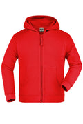 James & Nicholson Hochwertige Kinder Kapuzen-Sweatshirtjacke red