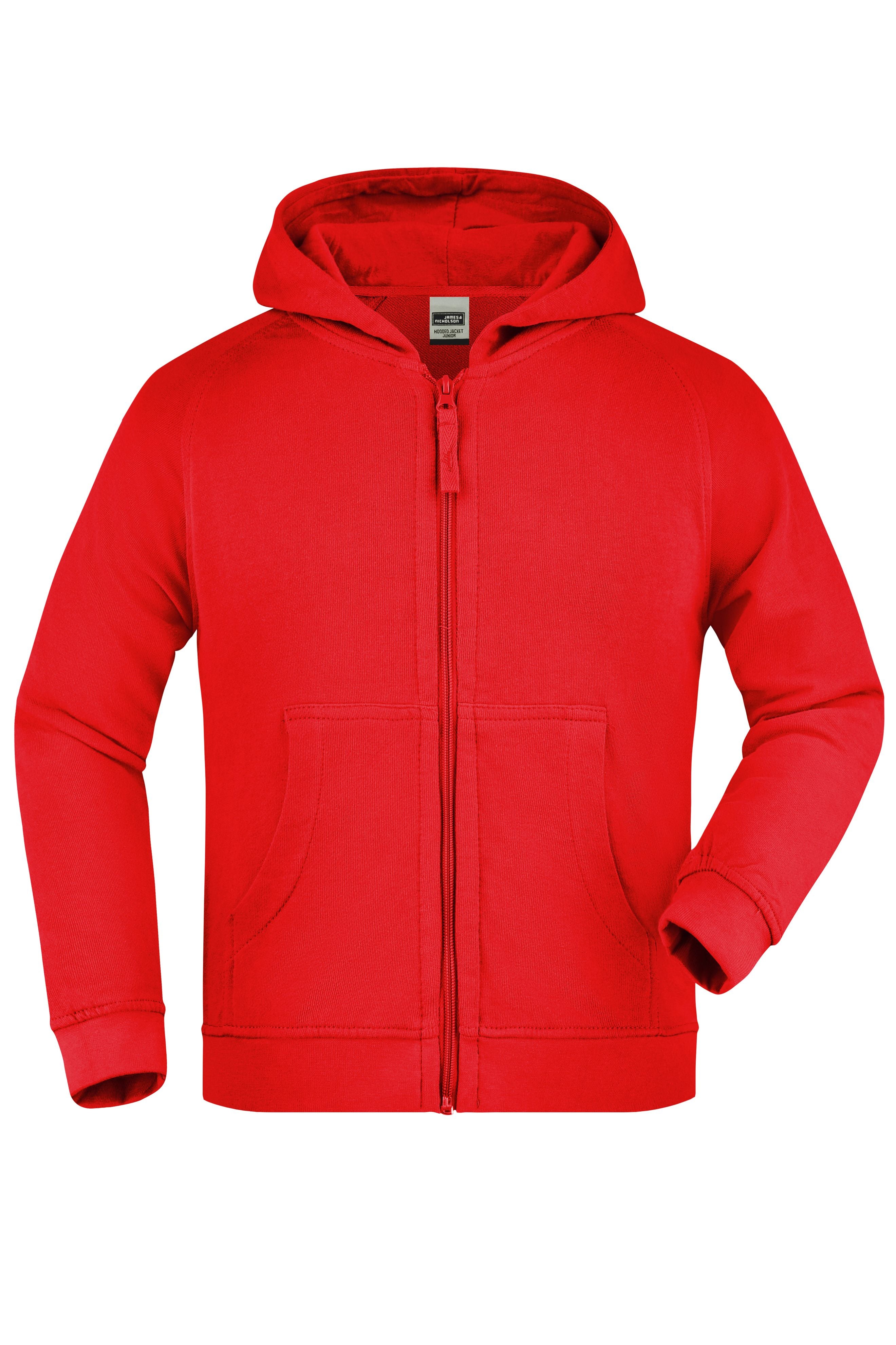 James & Nicholson Hochwertige Kinder Kapuzen-Sweatshirtjacke red