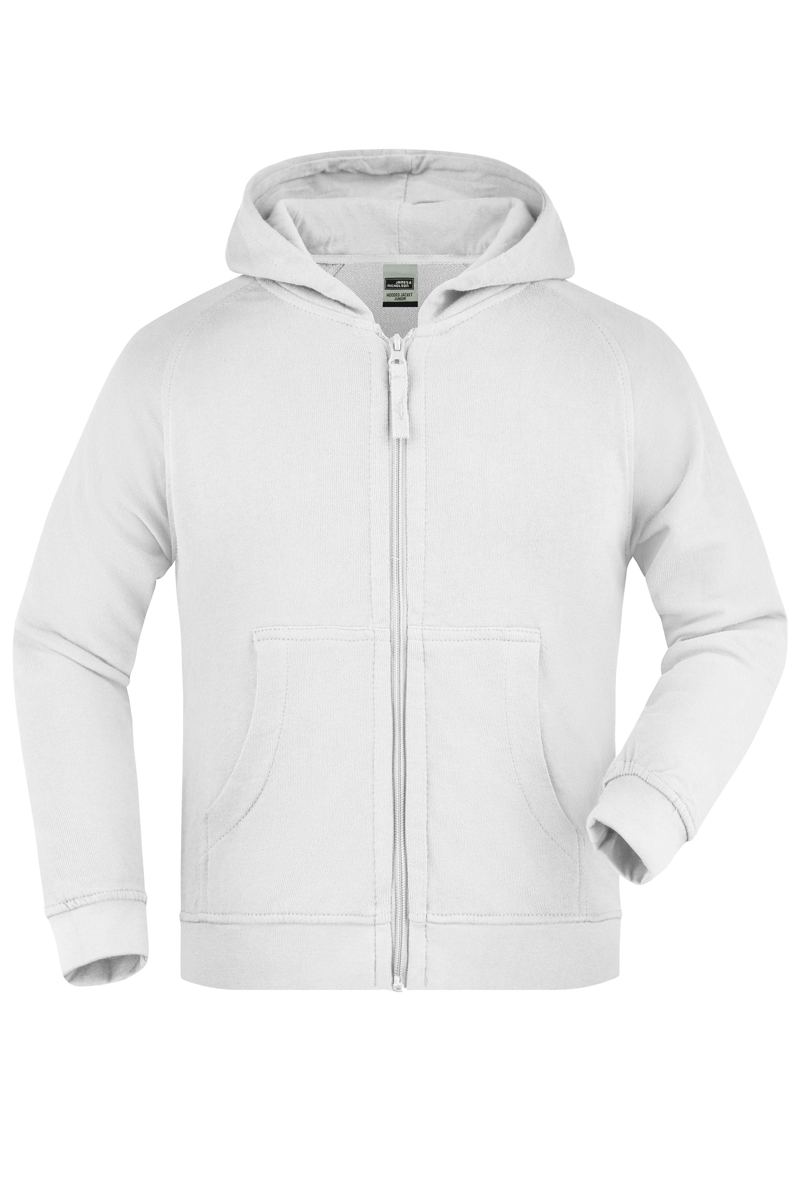 James & Nicholson Hochwertige Kinder Kapuzen-Sweatshirtjacke white