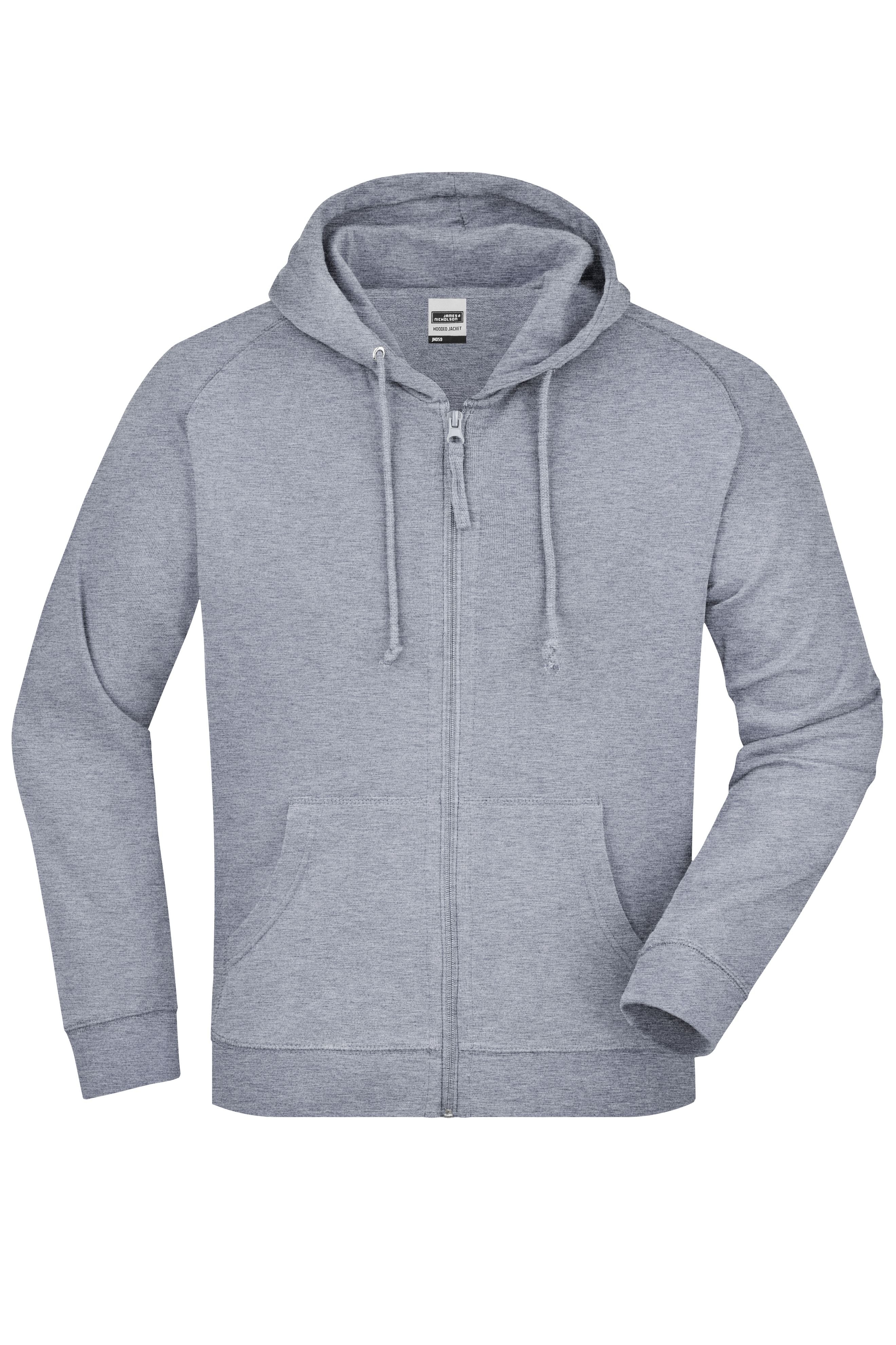 James & Nicholson Hochwertige Kapuzen-Sweatshirtjacke Unisex grey-heather