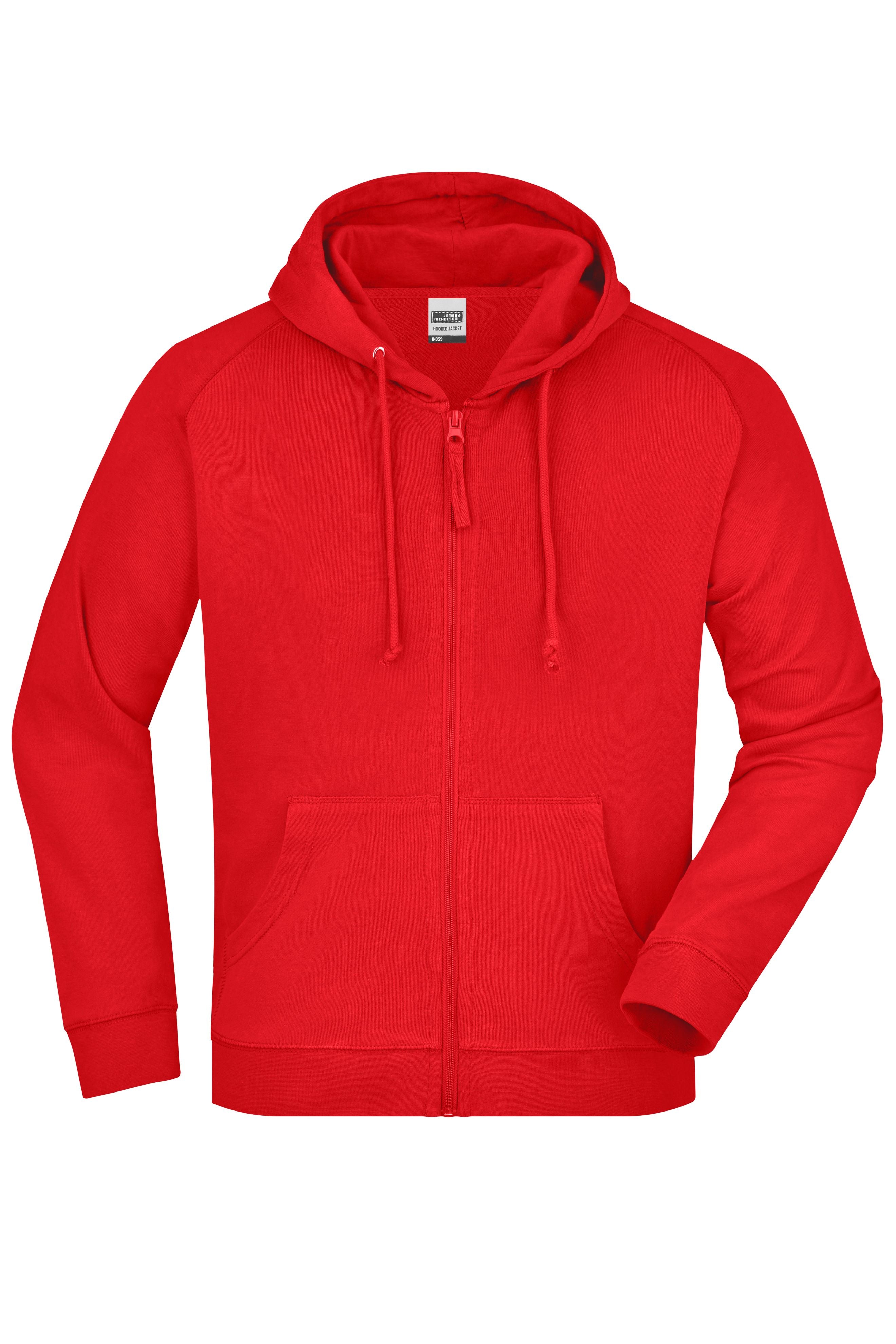James & Nicholson Hochwertige Kapuzen-Sweatshirtjacke Unisex red