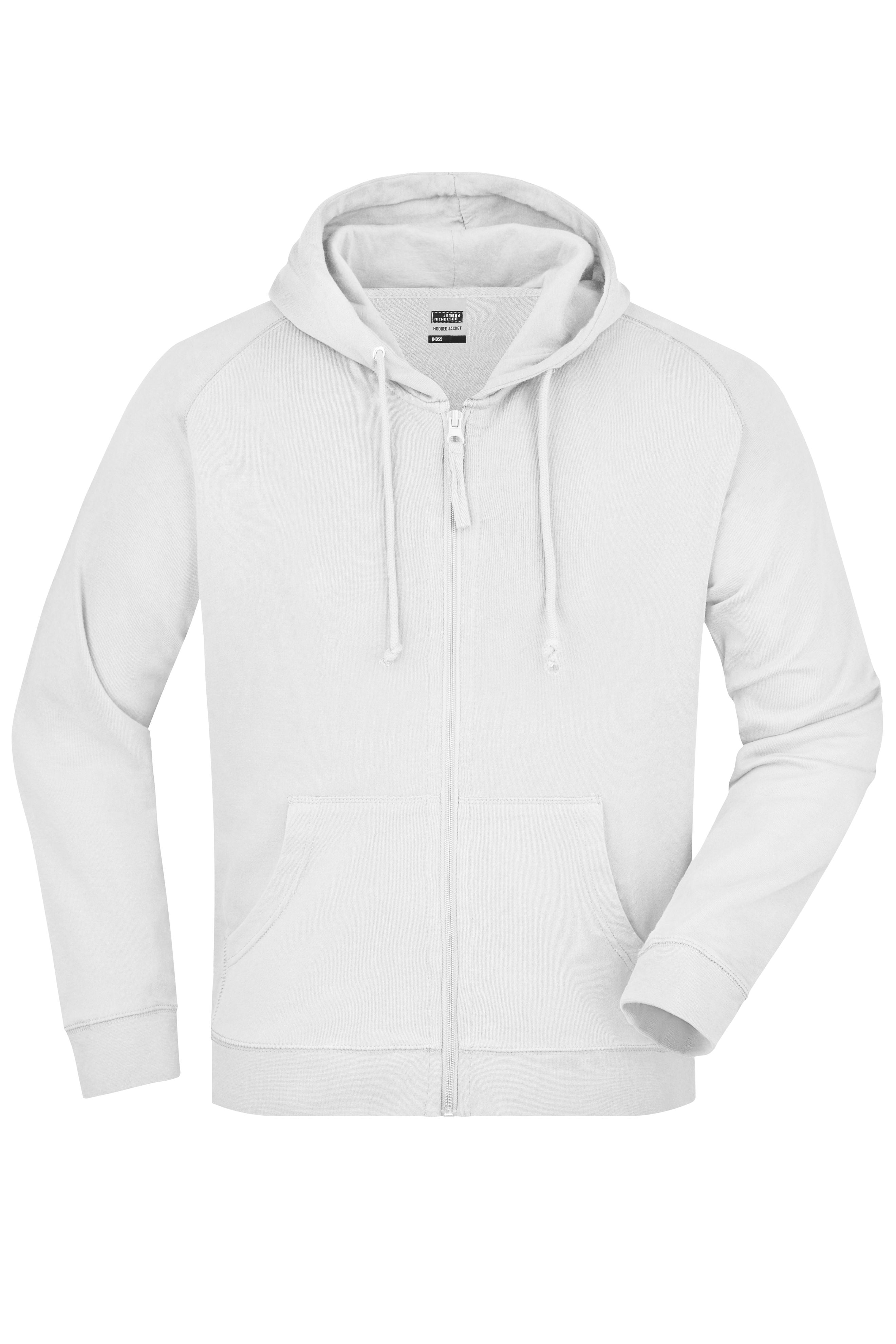 James & Nicholson Hochwertige Kapuzen-Sweatshirtjacke Unisex white