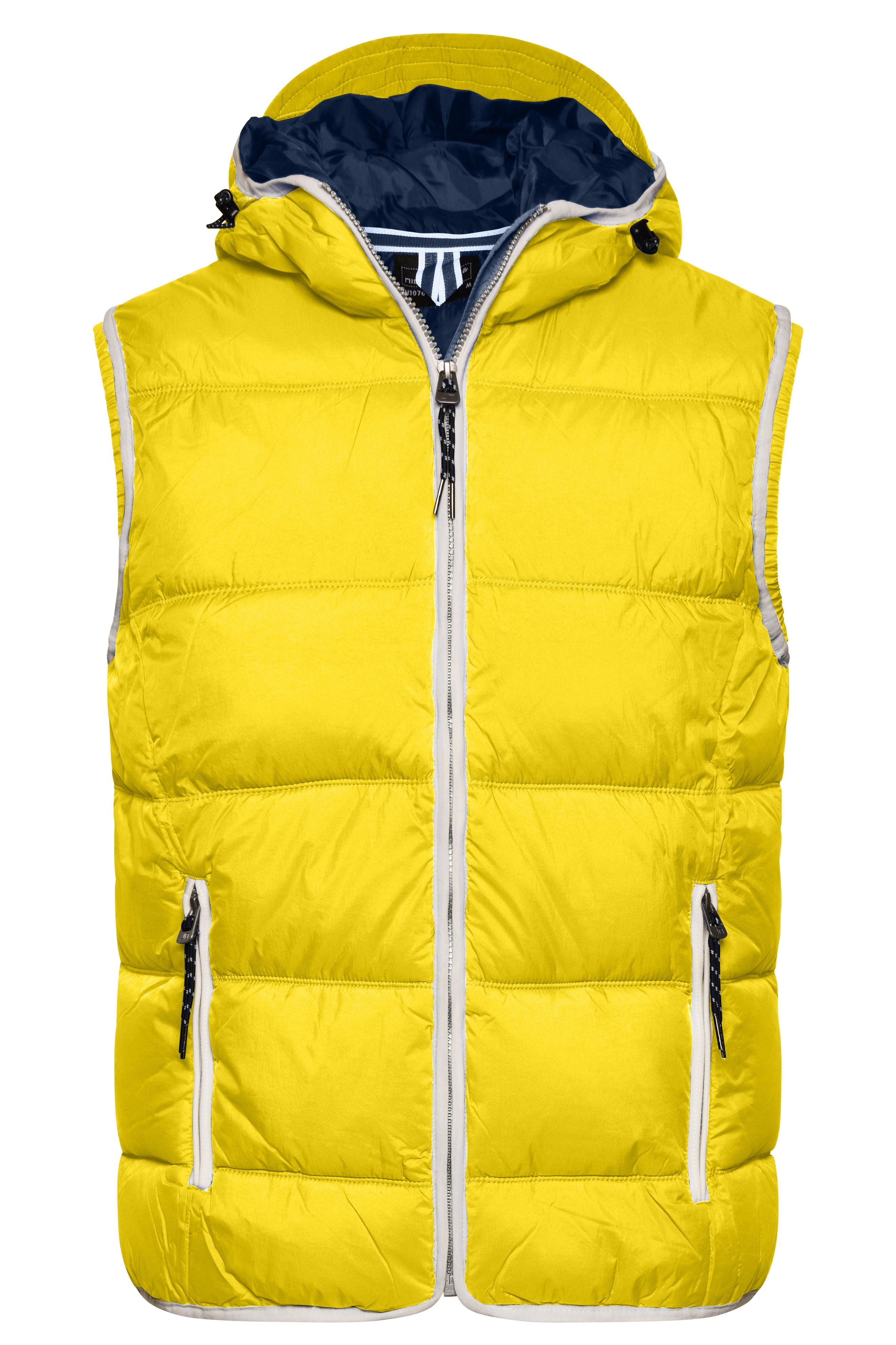 James & Nicholson Herren Steppweste sun-yellow/white