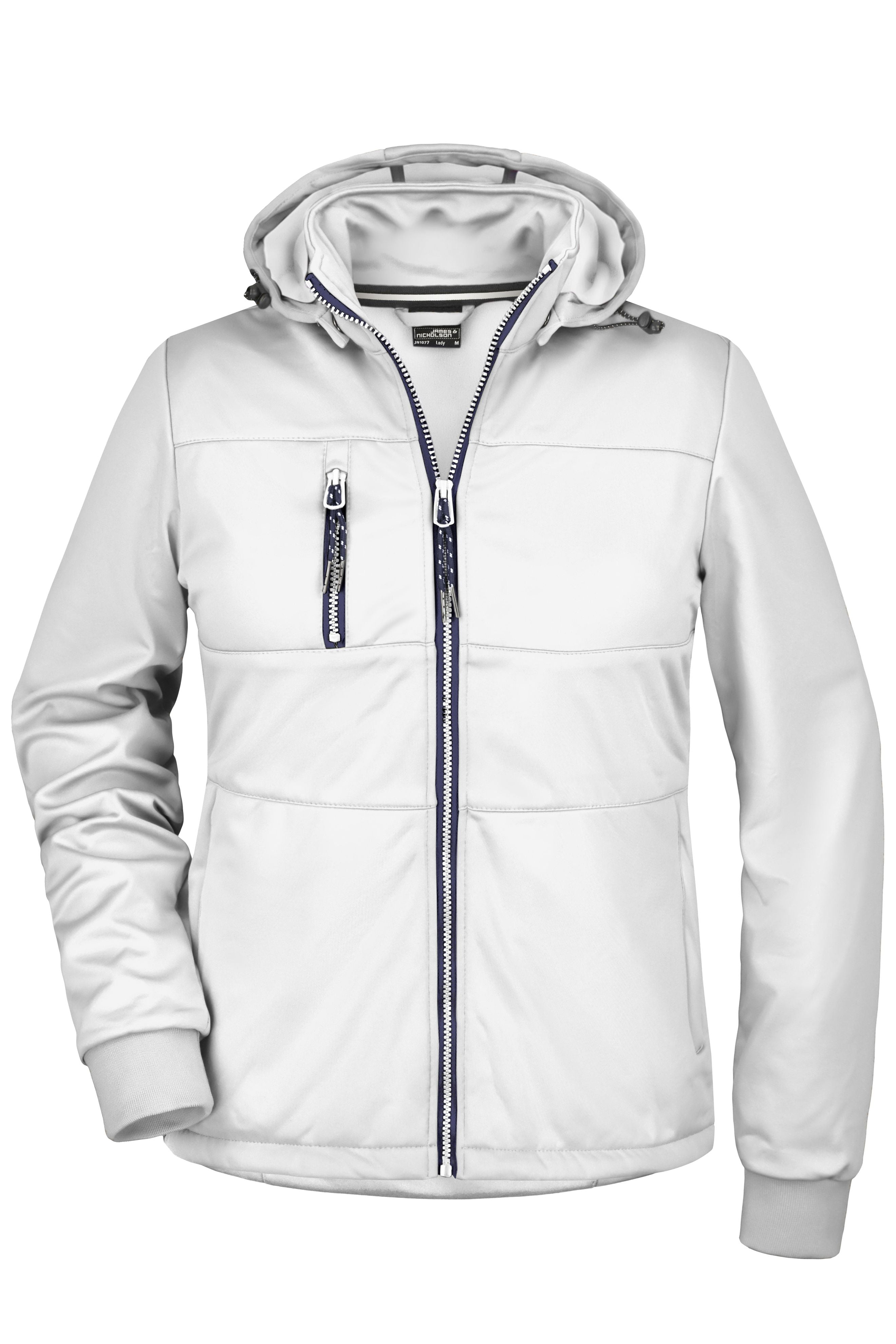 James & Nicholson Damen taillierte Softshelljacke white/white/navy