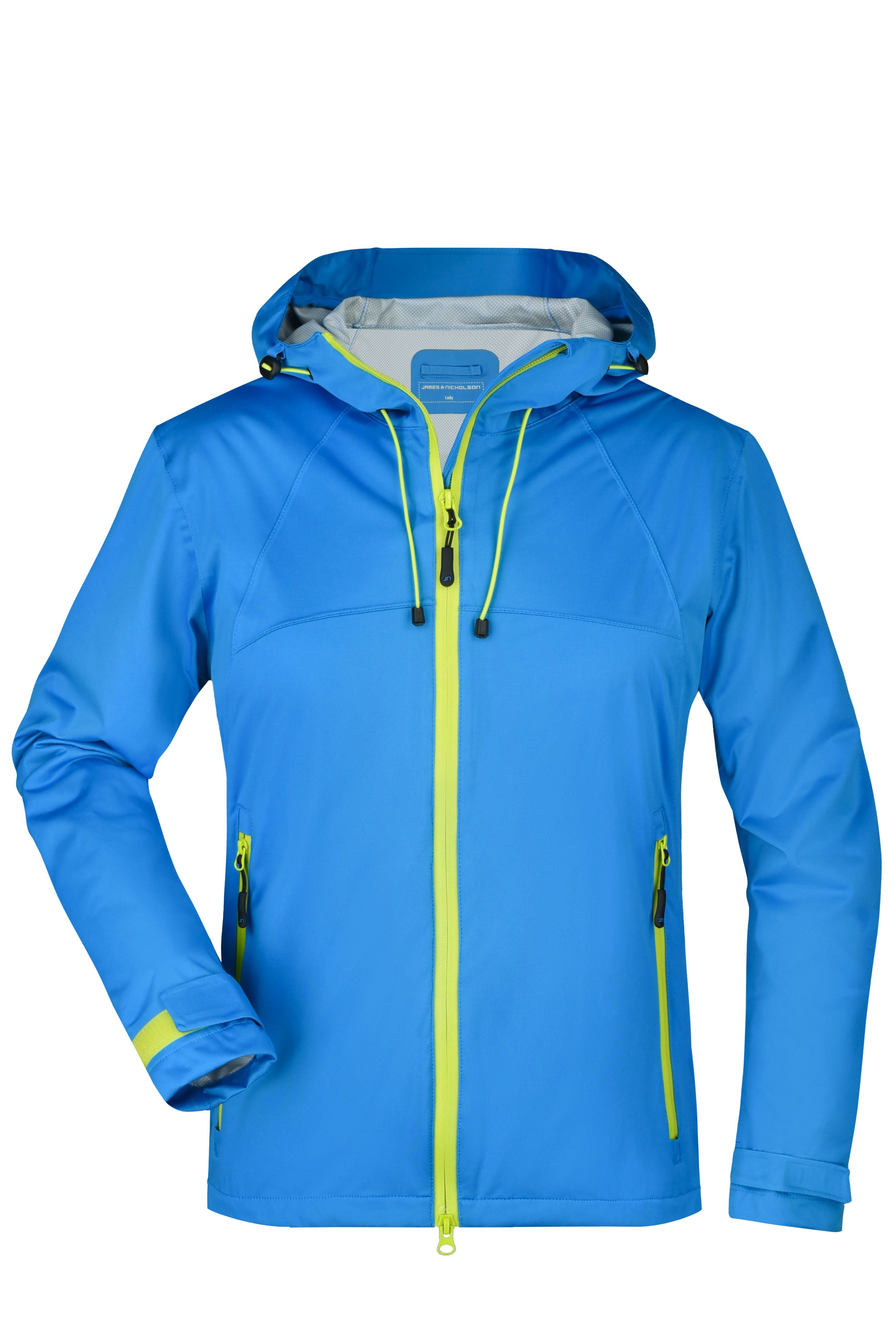 James & Nicholson Damen ultraleichte Outdoor Softshelljacke aqua/acid-yellow