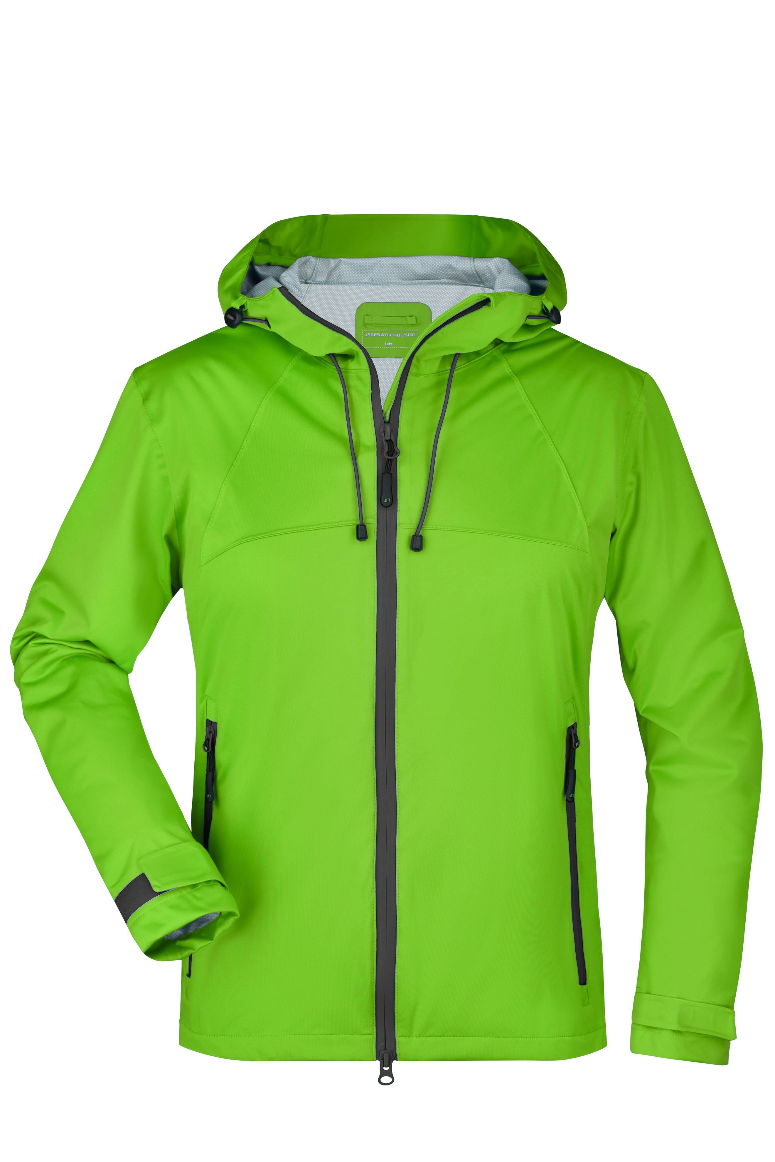 James & Nicholson Damen ultraleichte Outdoor Softshelljacke spring-green/iron-grey