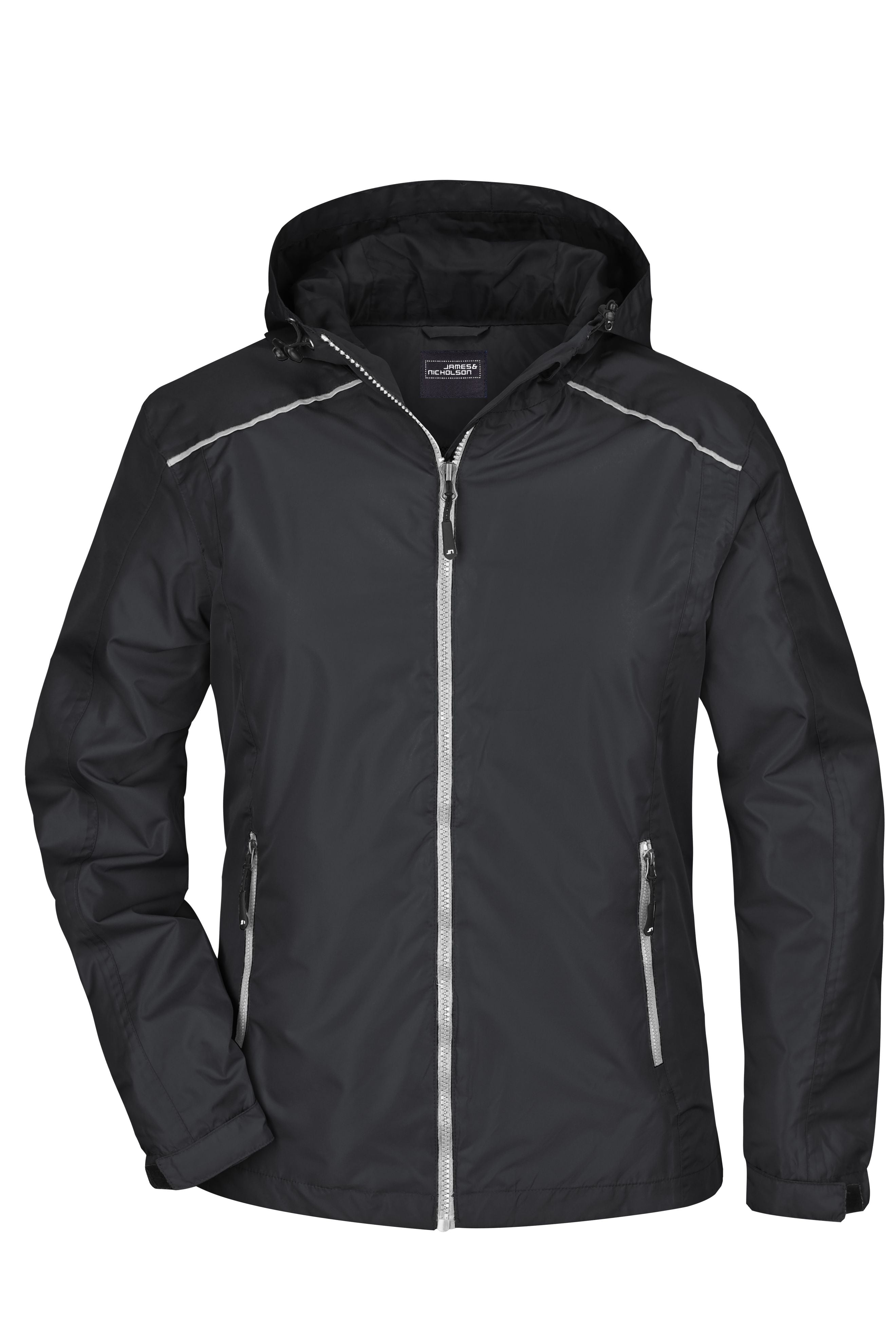 James & Nicholson Damen Regenjacke black/silver