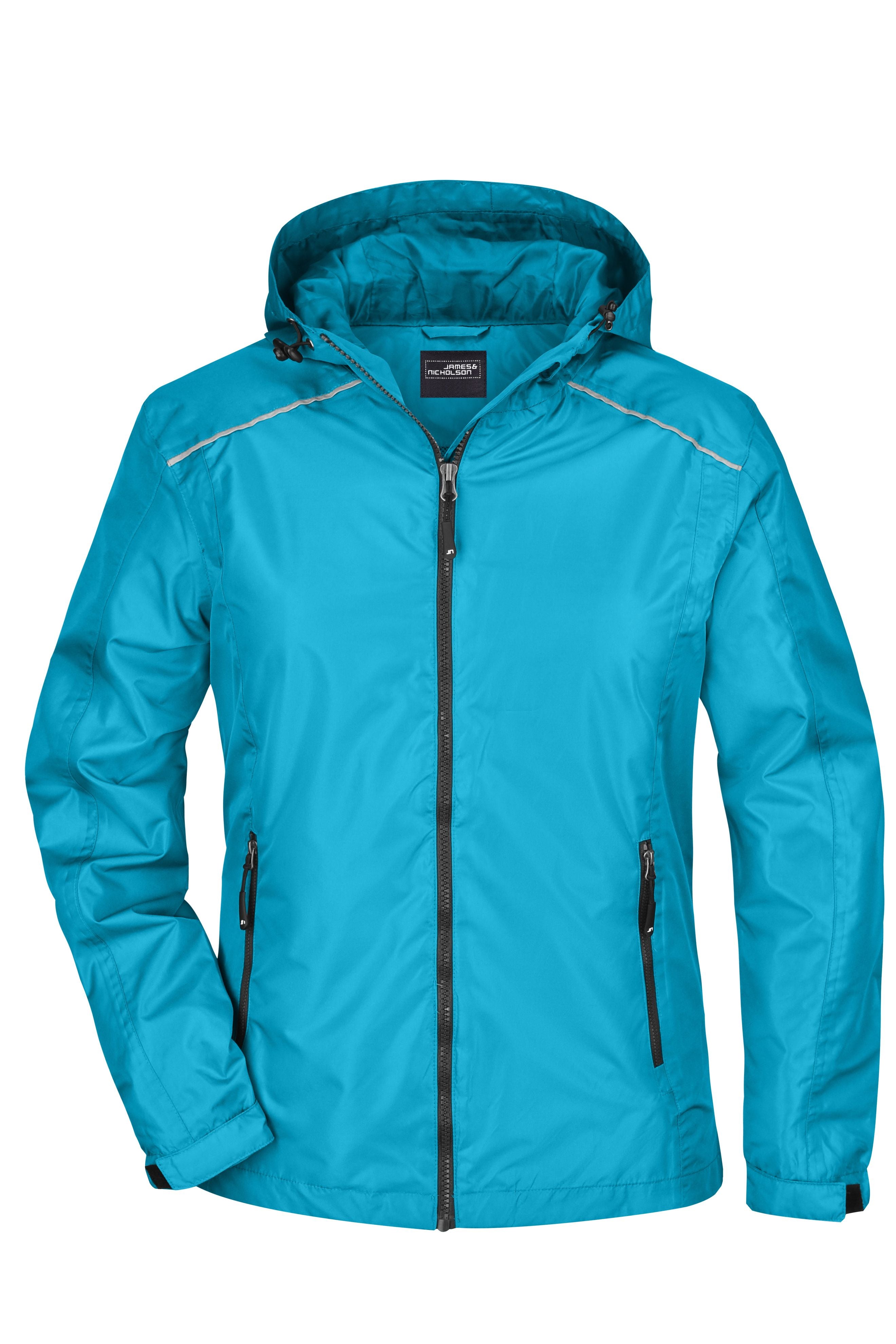 James & Nicholson Damen Regenjacke turquoise/iron-grey
