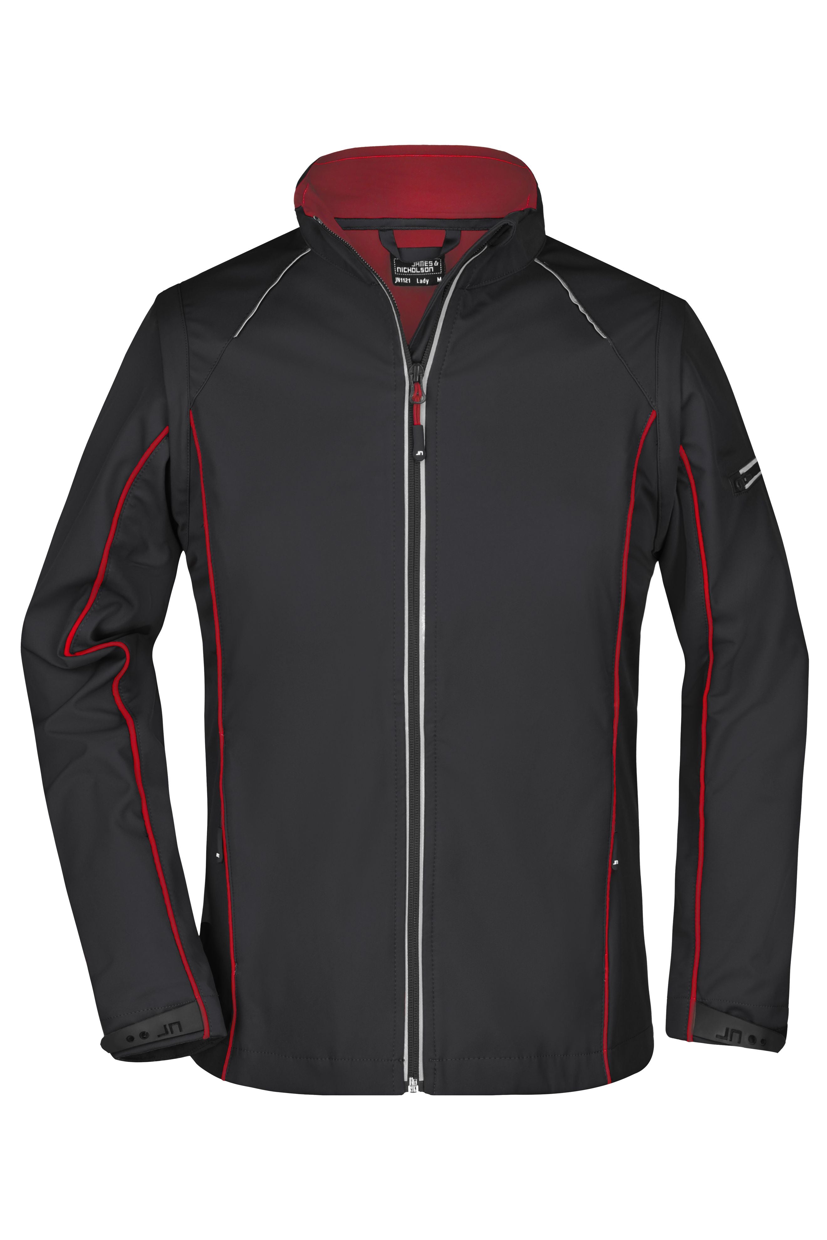 James & Nicholson Damen Softshelljacke mit abzippbaren Ärmeln black/red