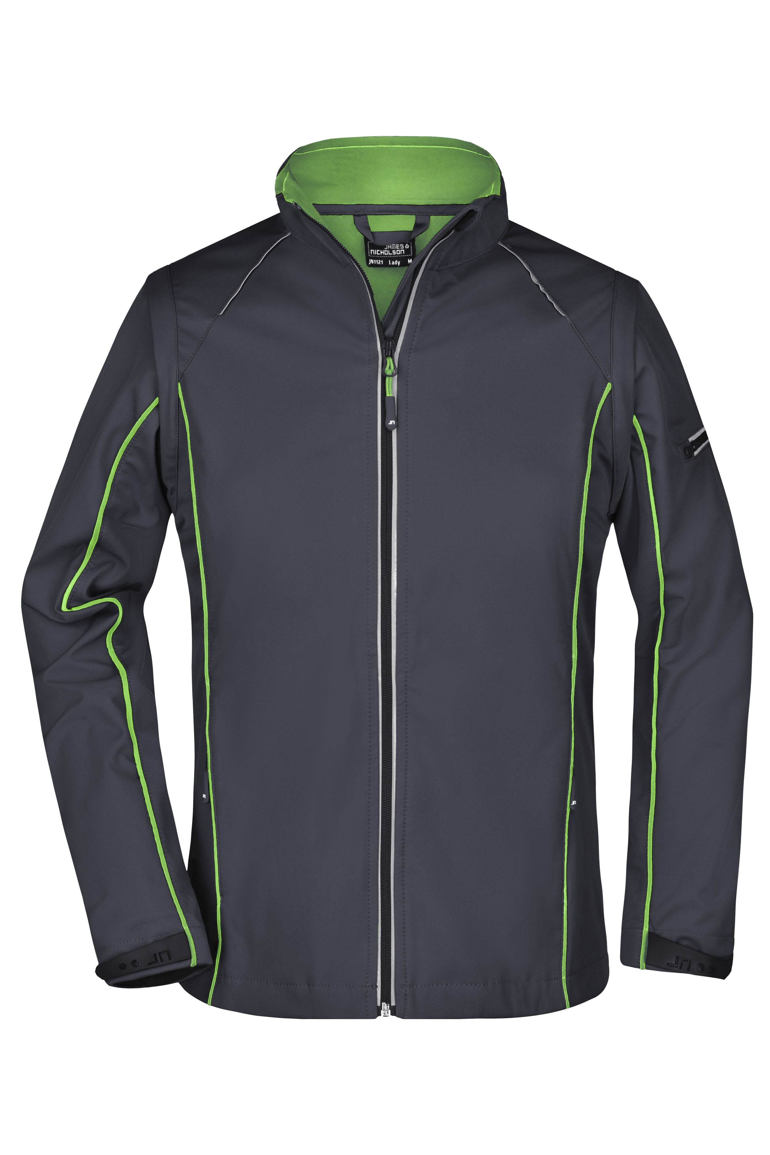 James & Nicholson Damen Softshelljacke mit abzippbaren Ärmeln iron-grey/green