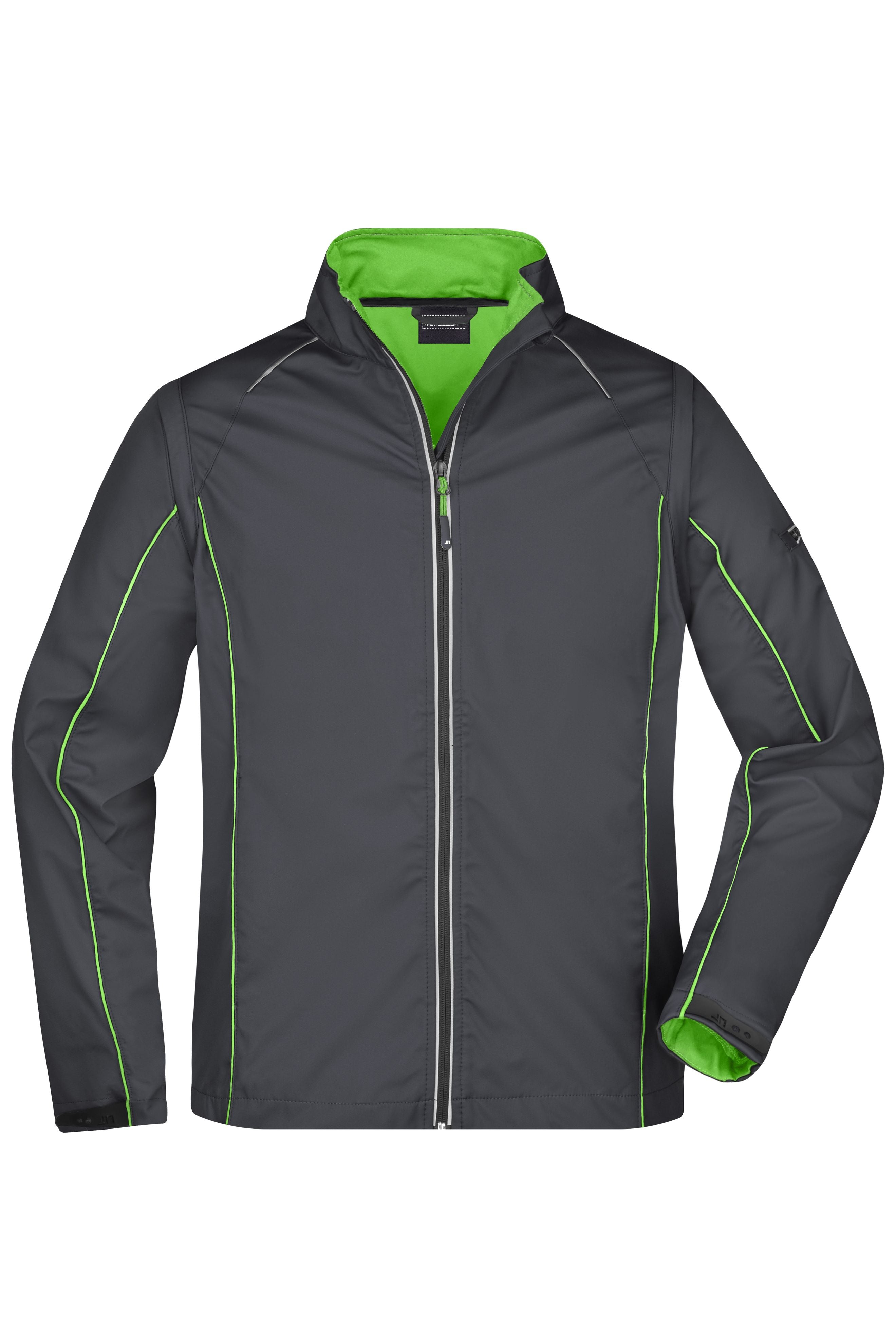James & Nicholson Herren Softshelljacke mit abzippbaren Ärmeln iron-grey/green