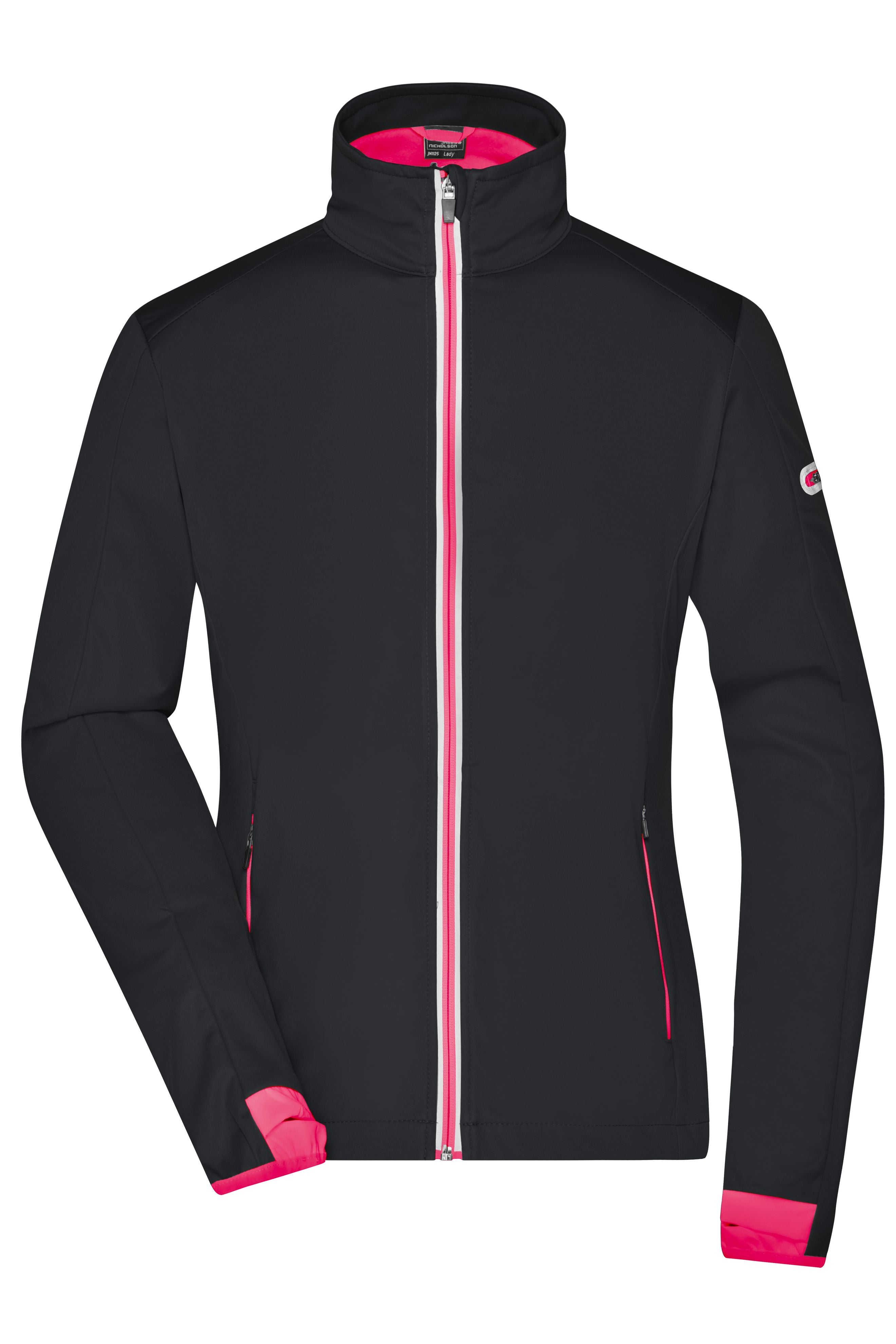 James & Nicholson Damen Softshell Sportjacke black/light-red