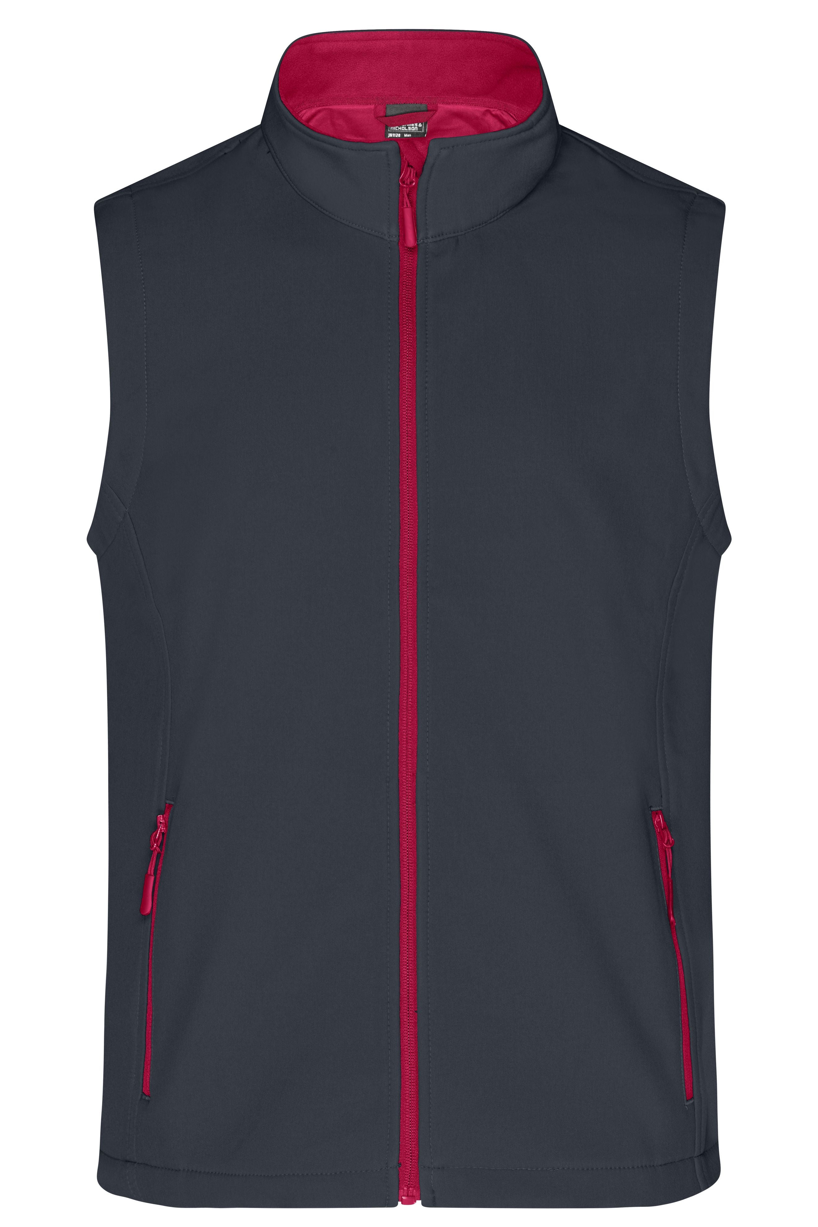 James & Nicholson Herren Softshell Weste iron-grey/red