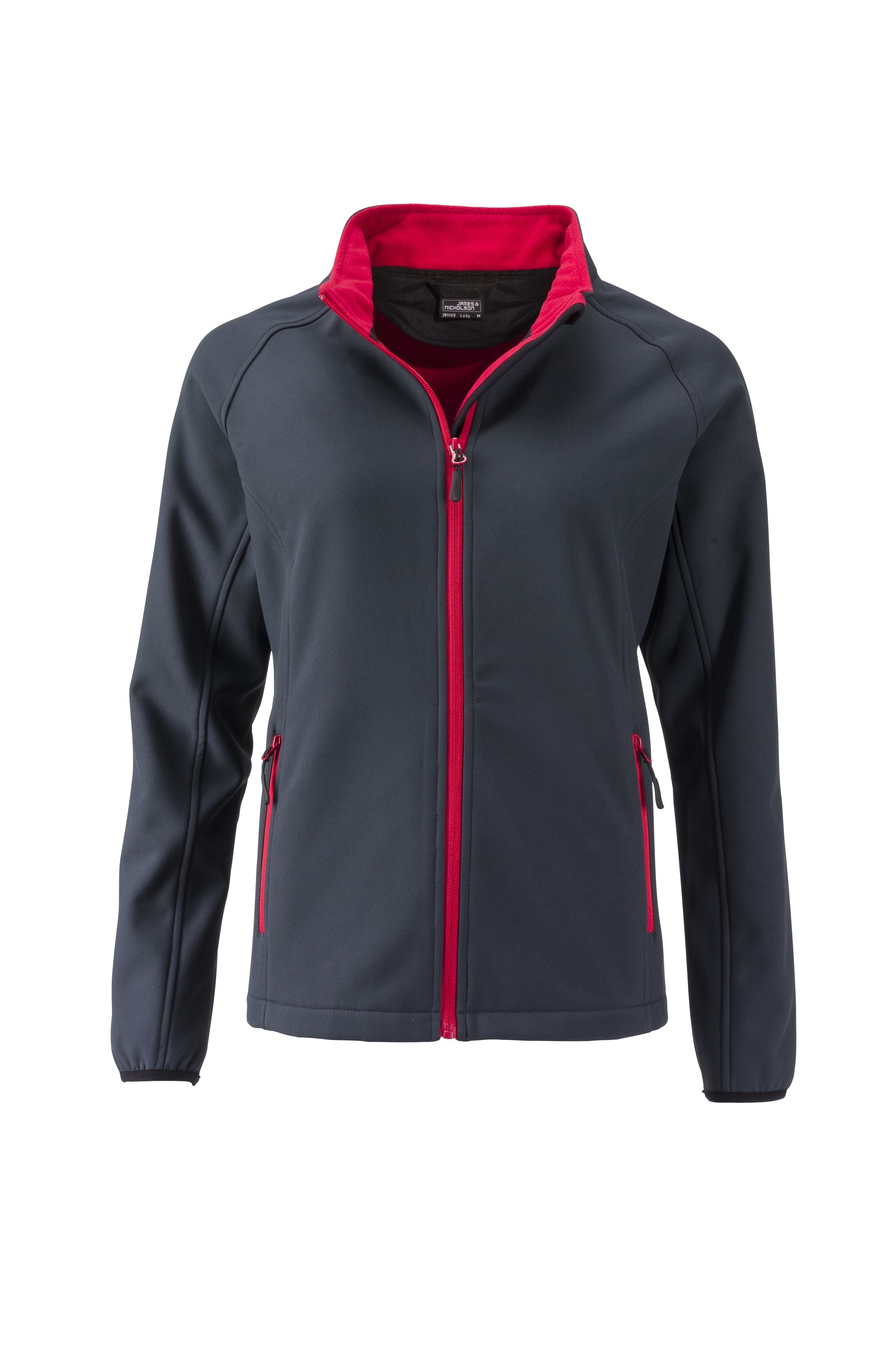 James & Nicholson Damen sportliche Softshelljacke iron-grey/red