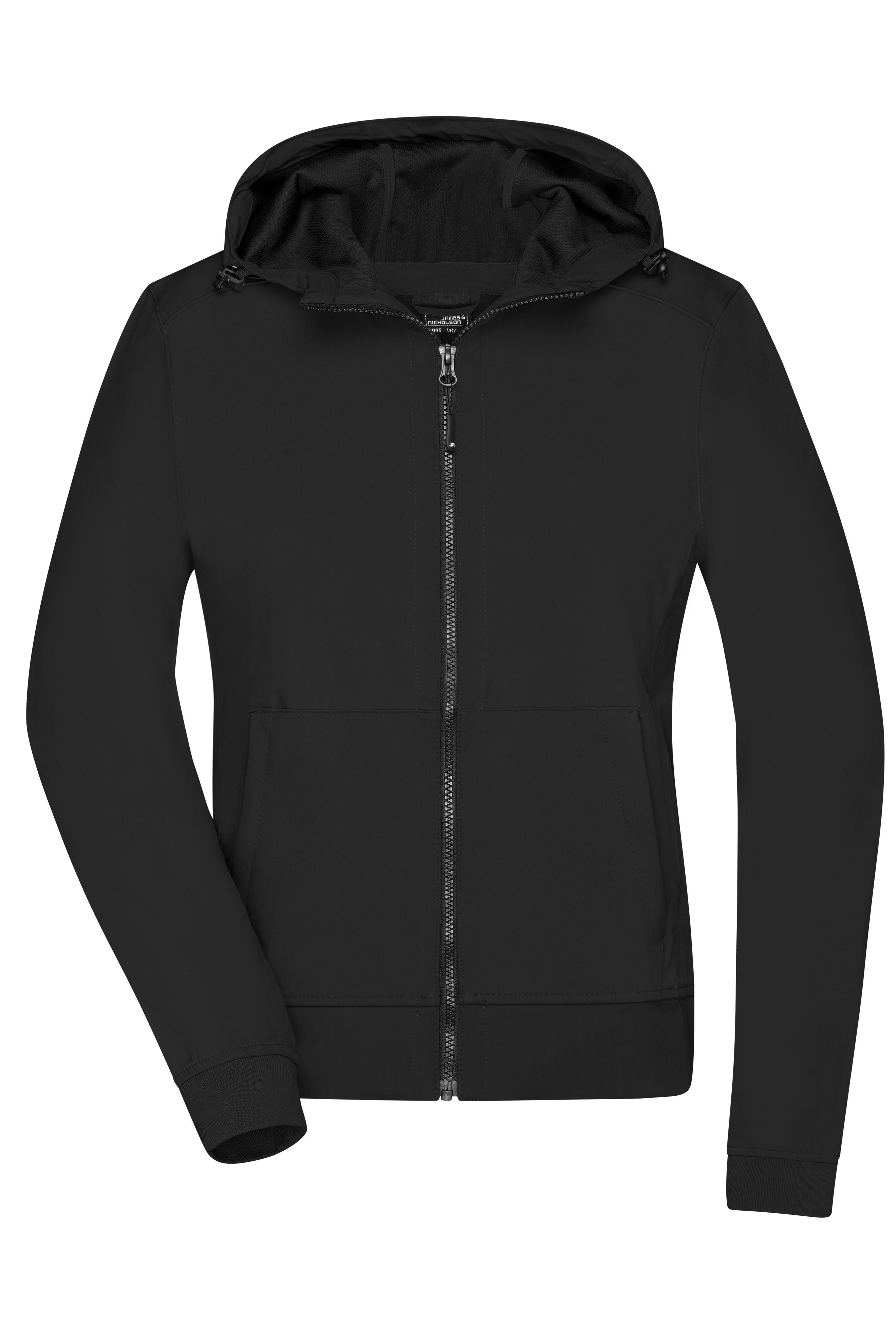 James & Nicholson Damen Kapuzen Softshelljacke black/black