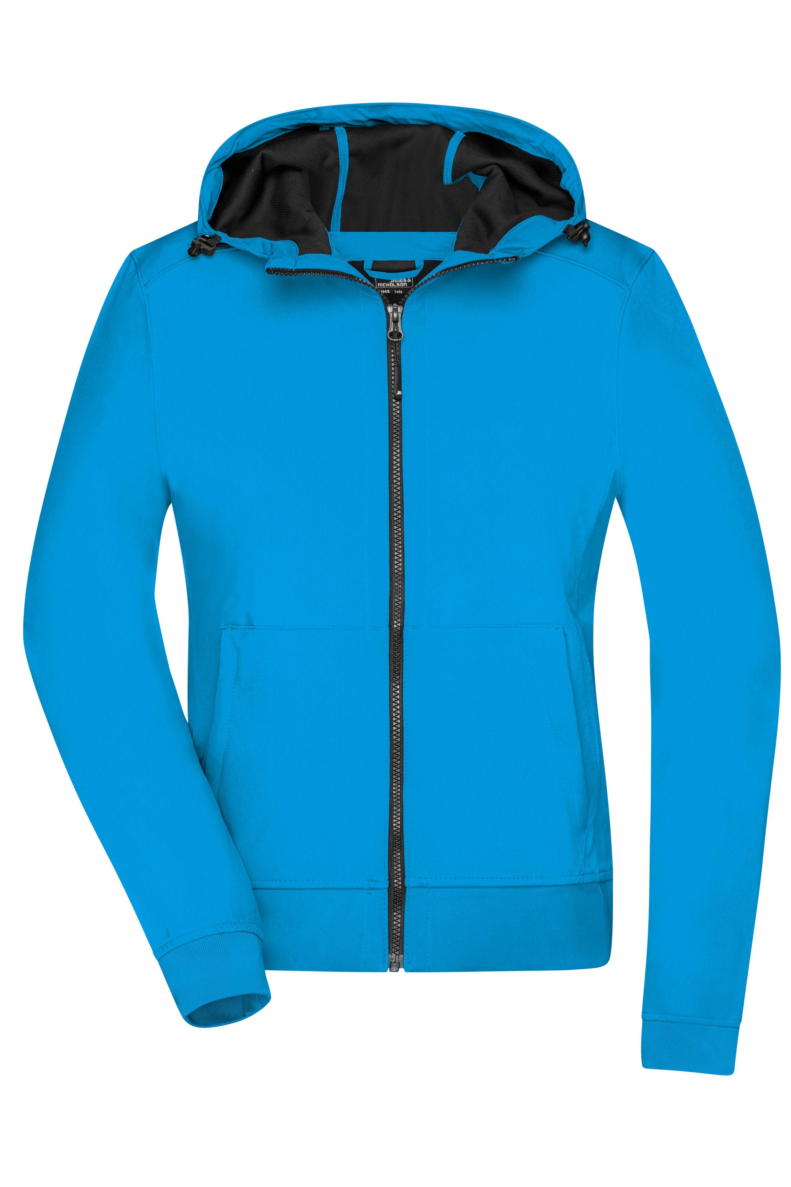 James & Nicholson Damen Kapuzen Softshelljacke blue/black
