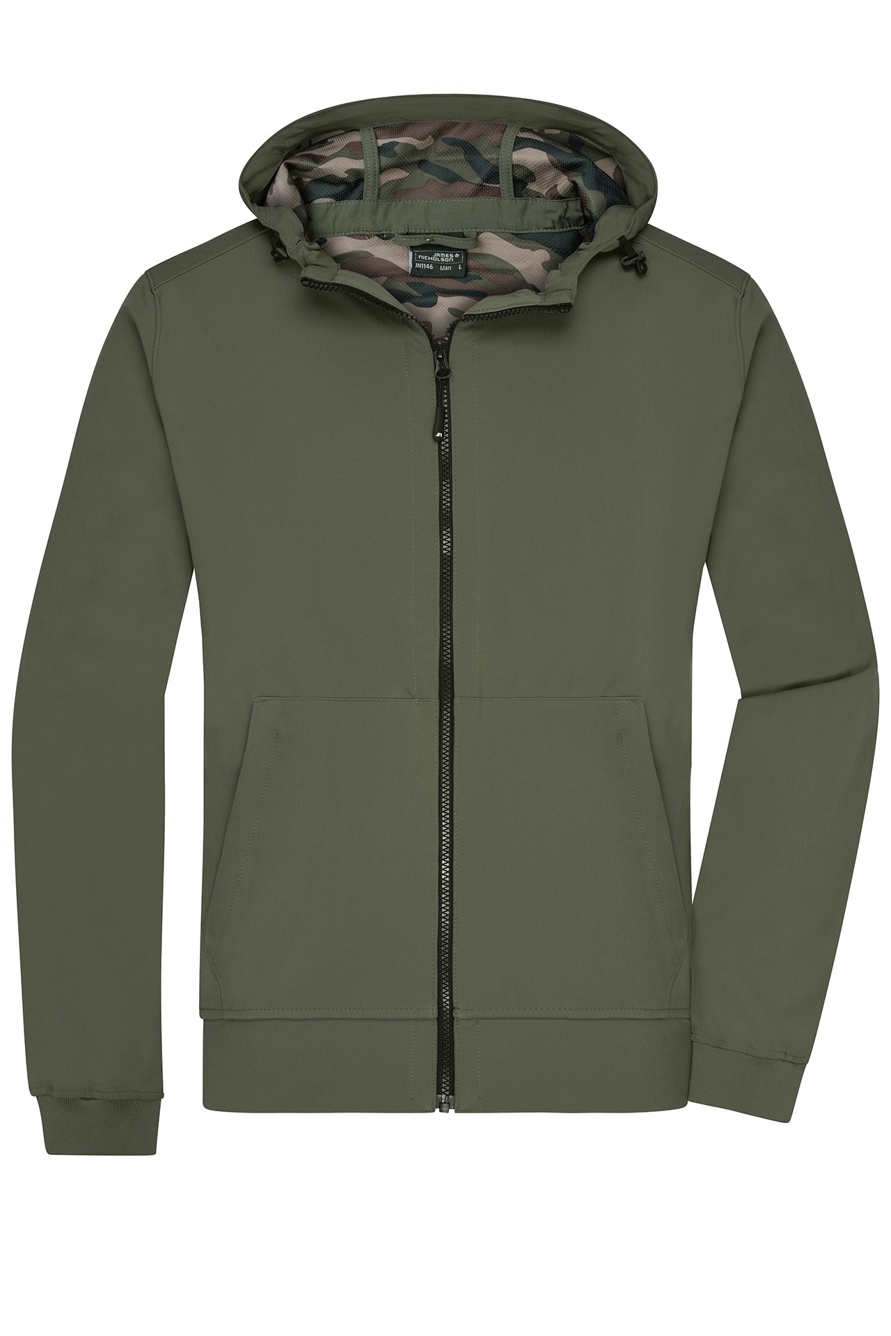 James & Nicholson Herren Kapuzen Softshelljacke olive/camouflage